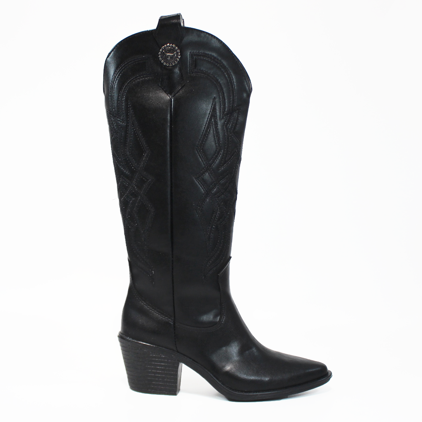 Bota Vaquera Alta Negro con Bordado de Dama TACZA