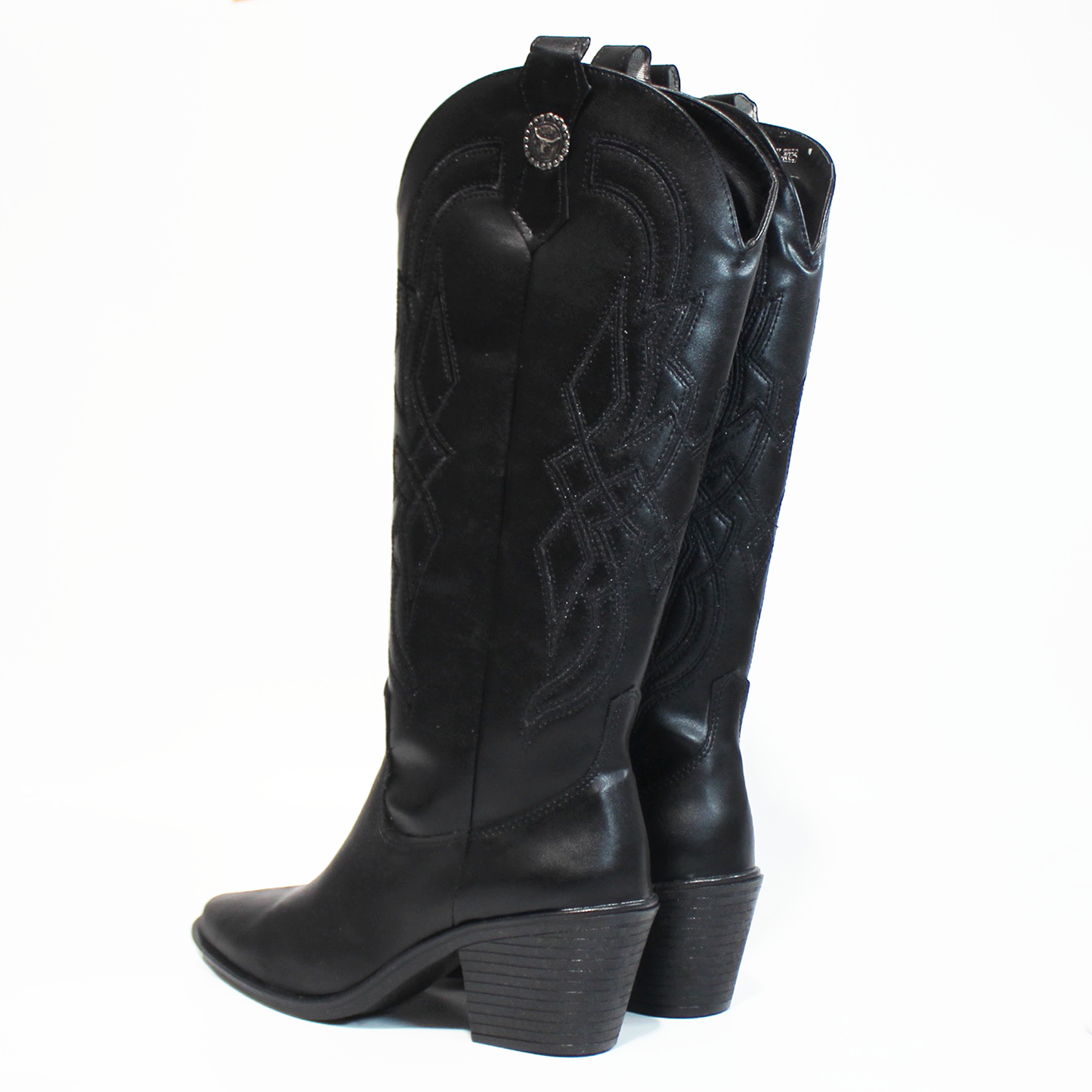 Bota Vaquera Alta Negro con Bordado de Dama TACZA