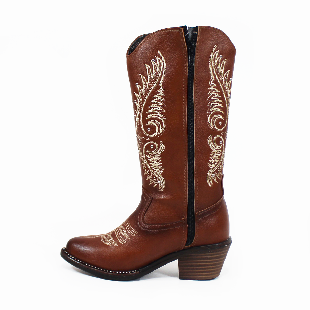 Bota Vaquera de Niña Camel con Bordado y Brillos WILDCAT