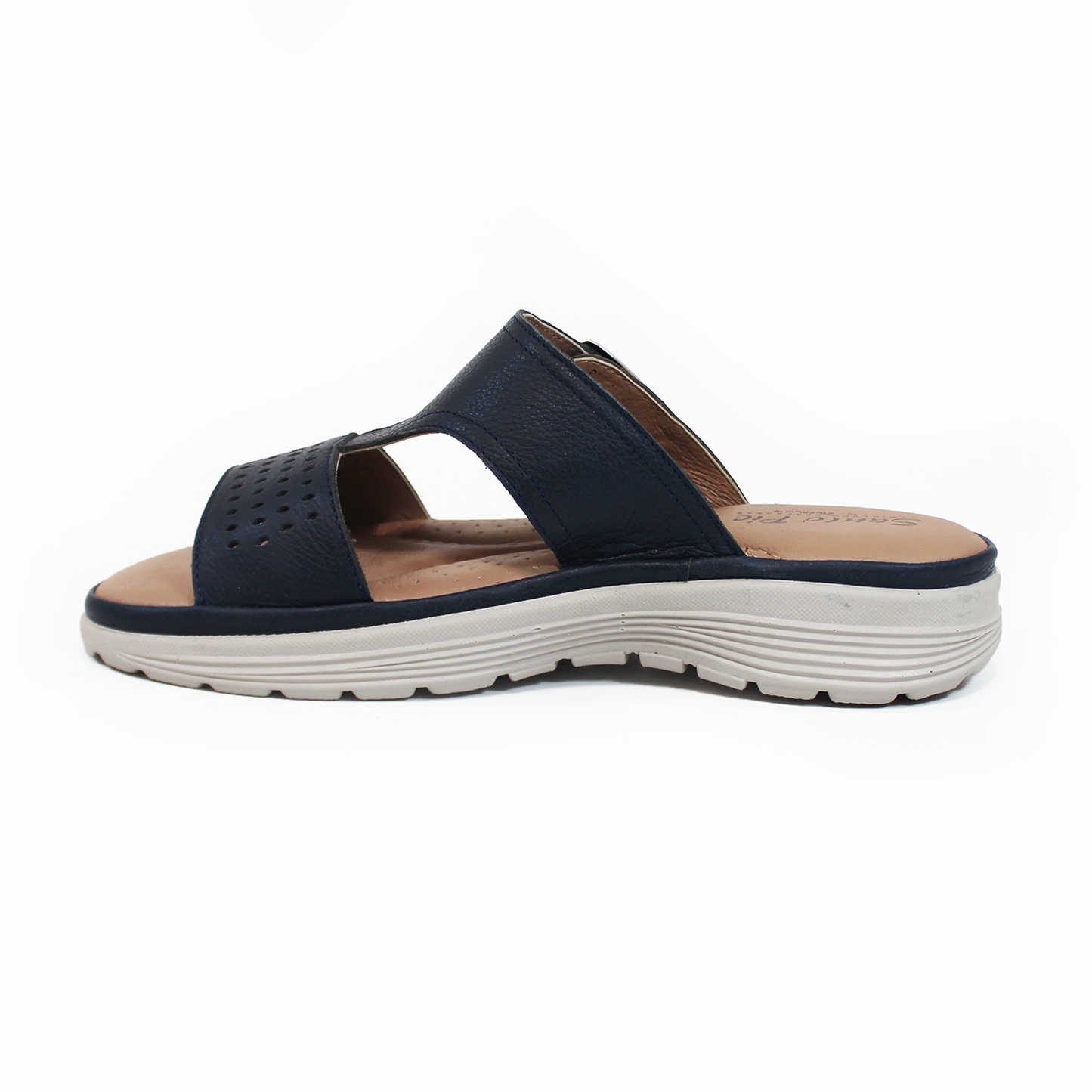 Sandalia Confort de Piel Marino de Metedera con Perforaciones de Dama STEFANIA
