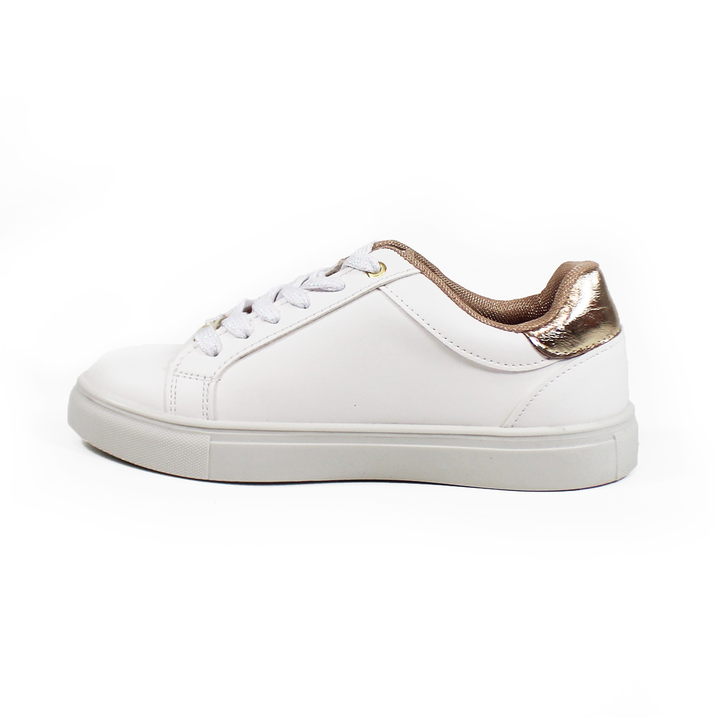 Tenis Blanco Casual de Niña con Flores y Dorado VAVITO
