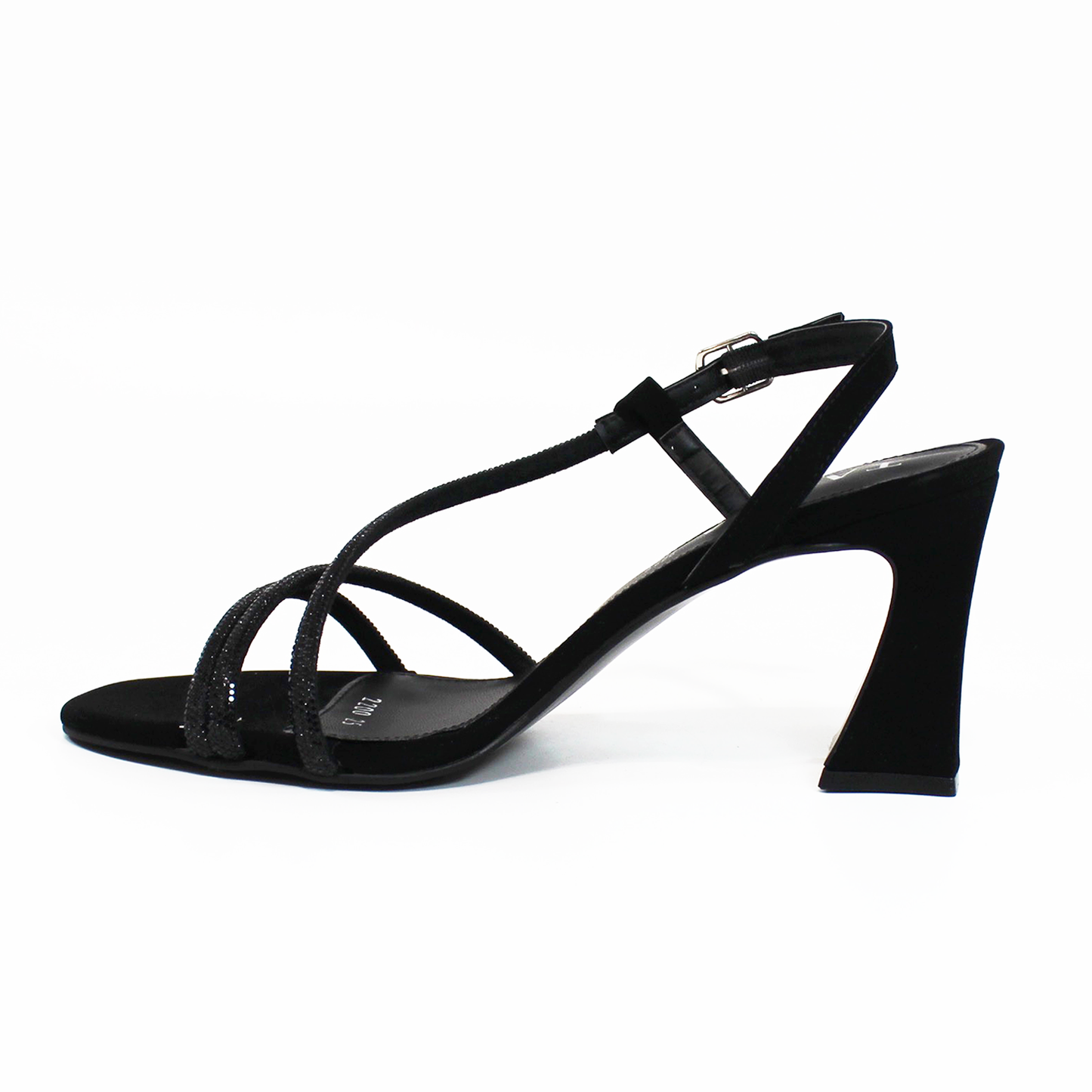 Sandalia de Fiesta Negro con Brillos Tacón Campana TACZA