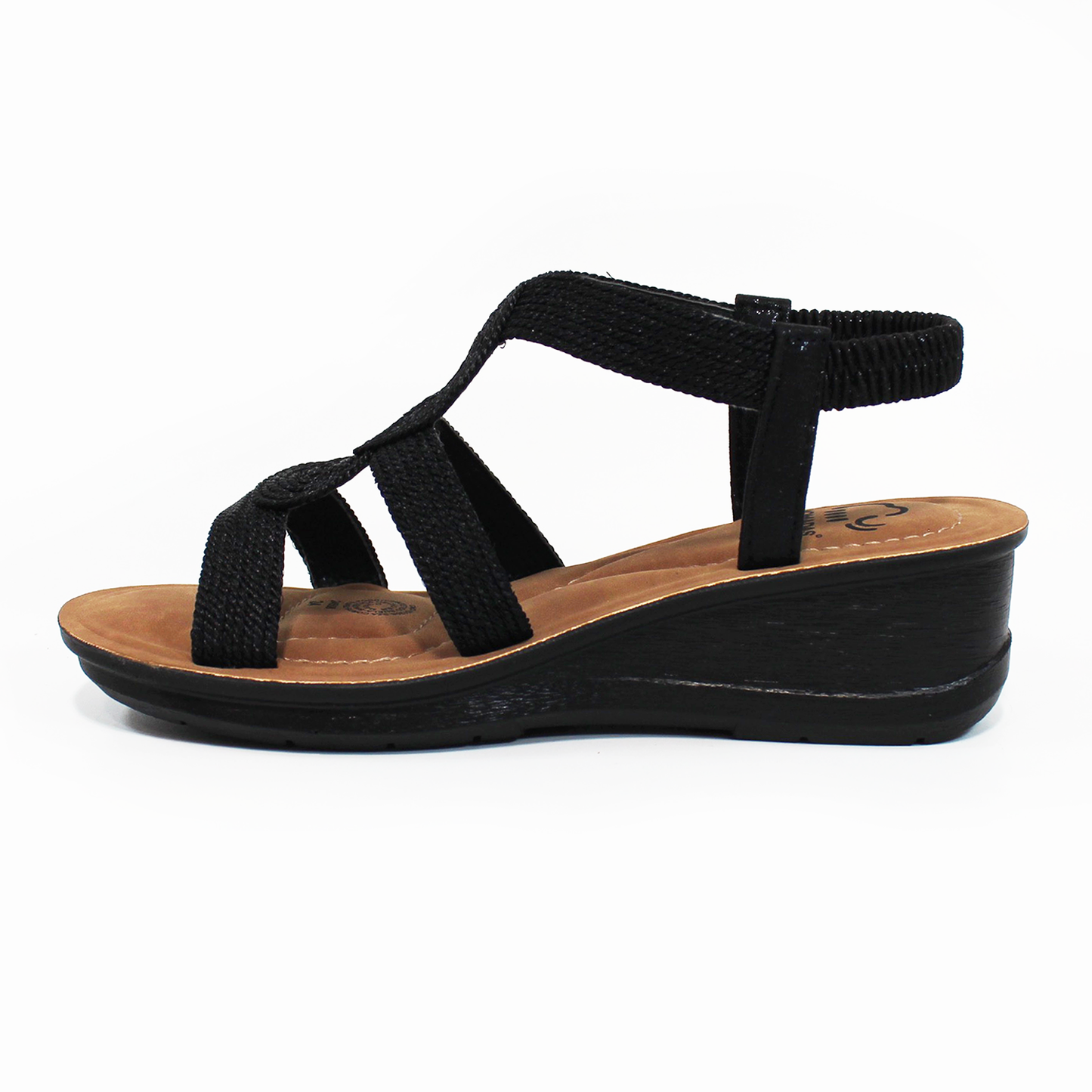 Sandalia NOMADAS con Plataforma de Tejido Negra de Dama