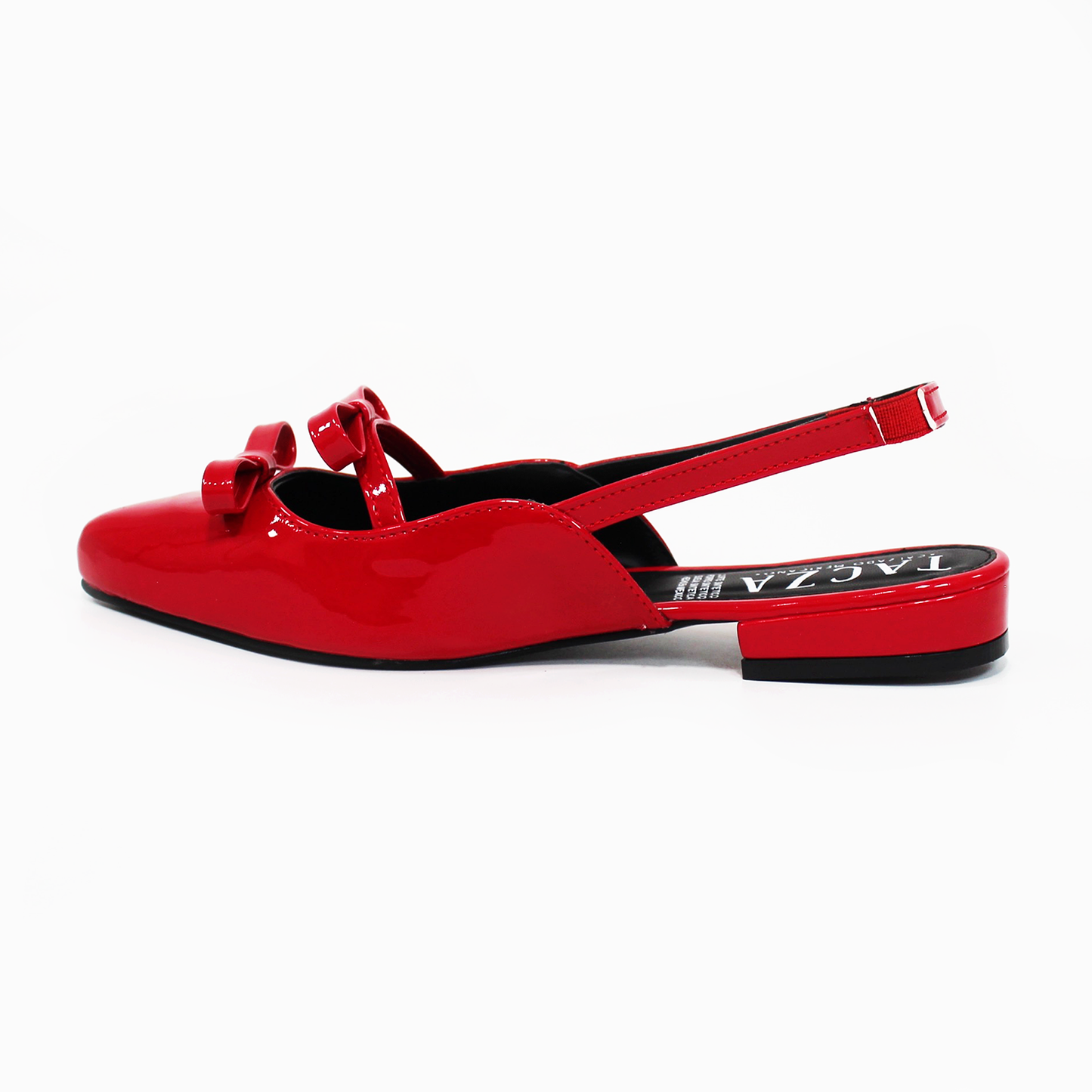 Flat Slingback Destalonada Rojo Charol con Moños TACZA