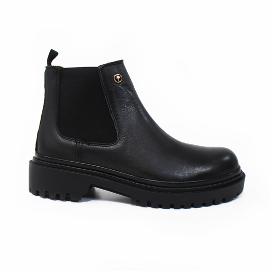 Botin Chelsea Negro de Piel con suela Track de Dama VERDE TABACO
