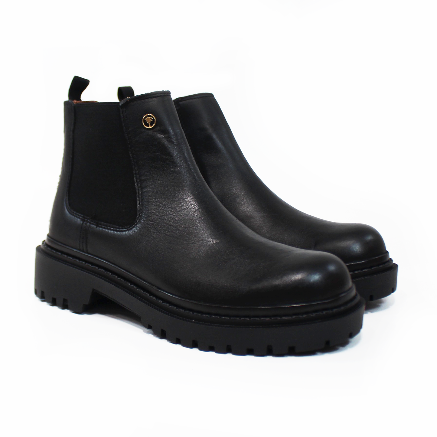 Botin Chelsea Negro de Piel con suela Track de Dama VERDE TABACO