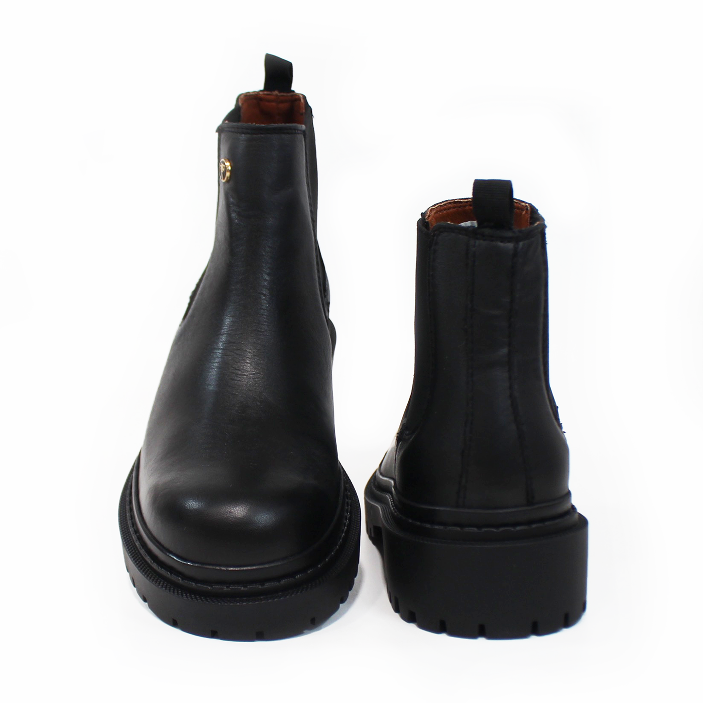 Botin Chelsea Negro de Piel con suela Track de Dama VERDE TABACO