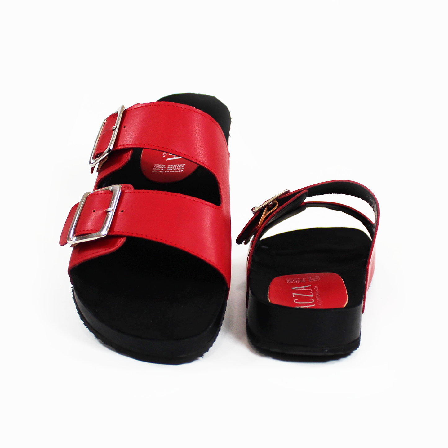 Sandalias de Piso Doble Hebilla Roja de Dama TACZA