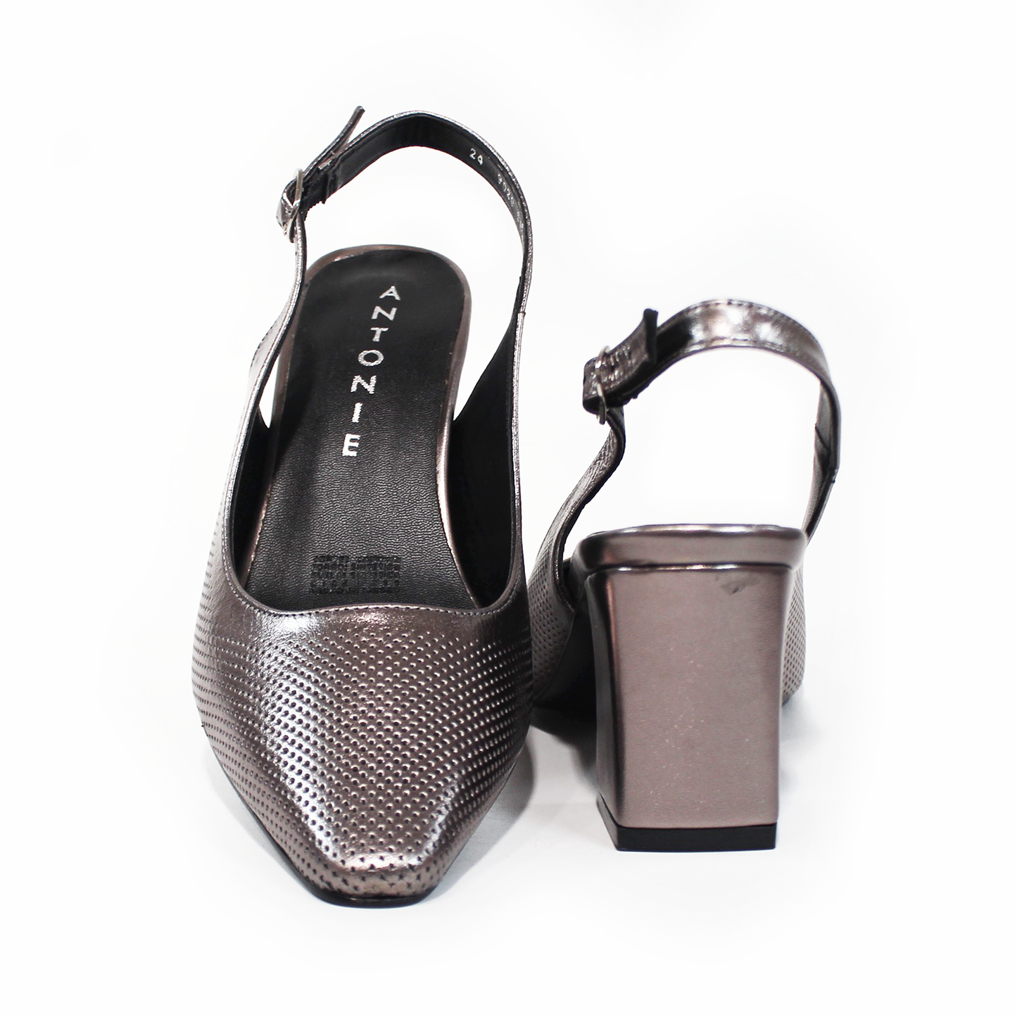 Zapatilla Puntal Slingback de Piel Inox de Dama ANTONIE