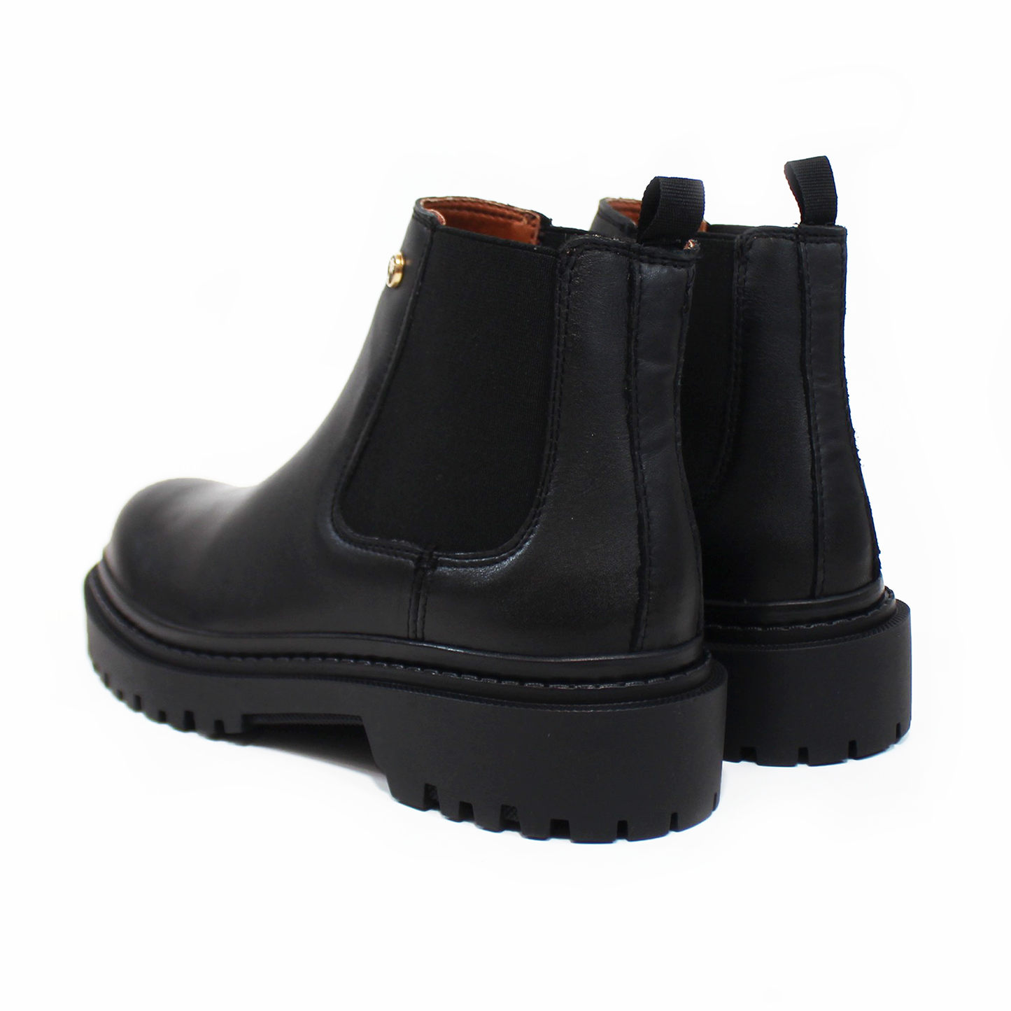 Botin Chelsea Negro de Piel con suela Track de Dama VERDE TABACO