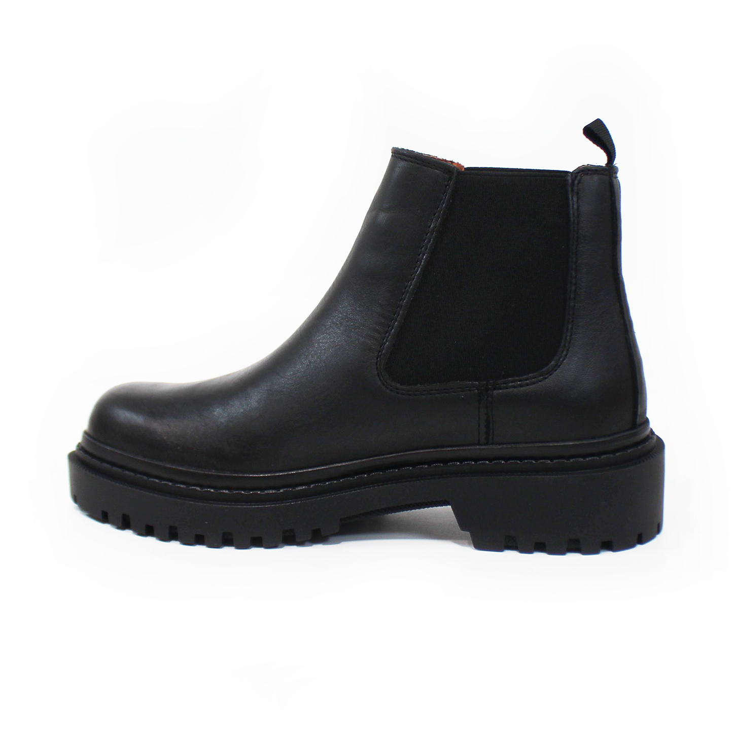 Botin Chelsea Negro de Piel con suela Track de Dama VERDE TABACO