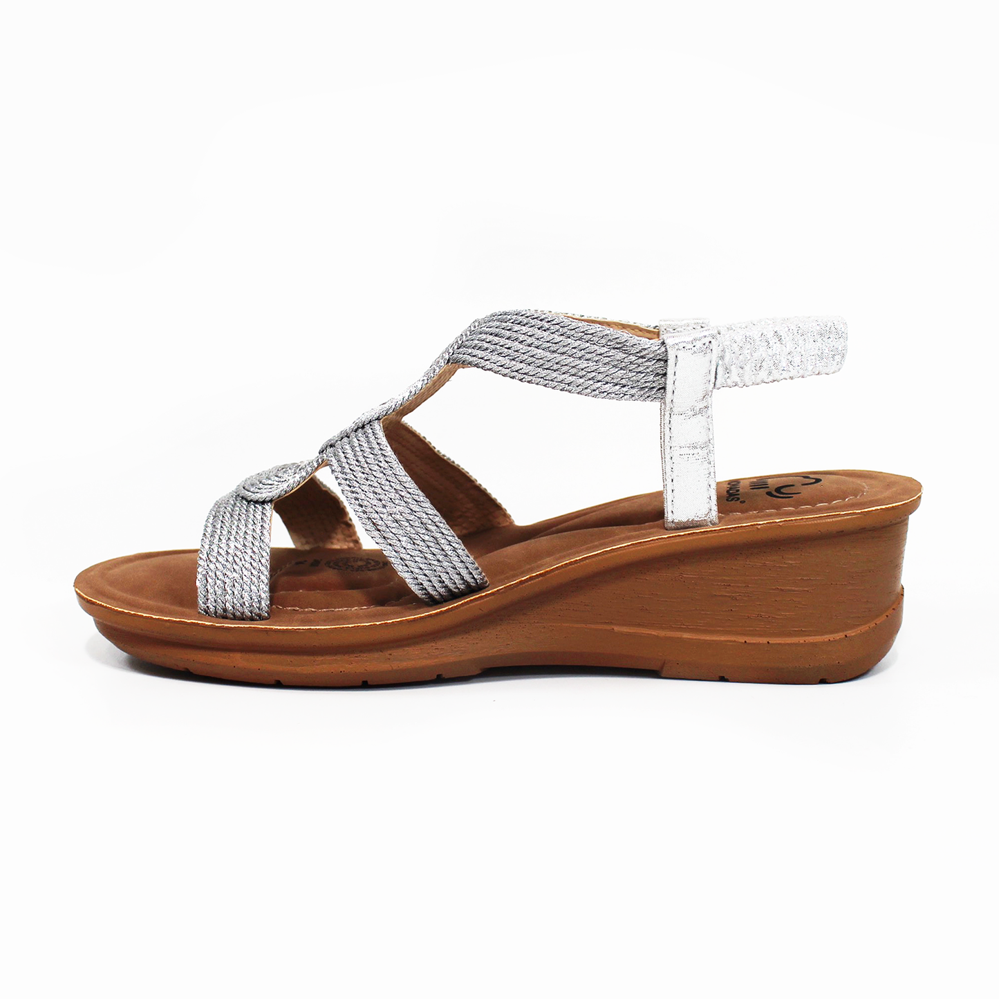 Sandalia NOMADAS con Plataforma de Tejido Plata de Dama