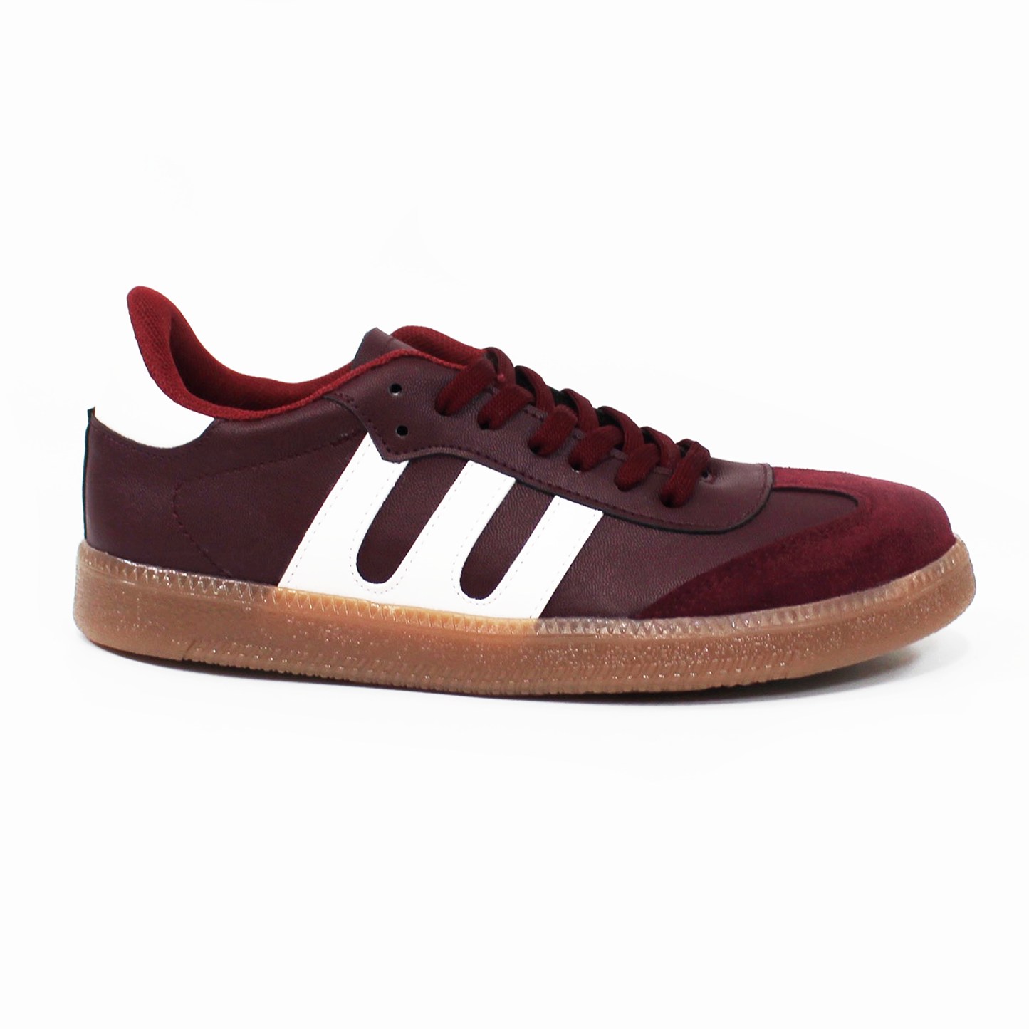 Tenis Sneaker tipo Samba Vino Burgundy con Blanco de Dama TACZA