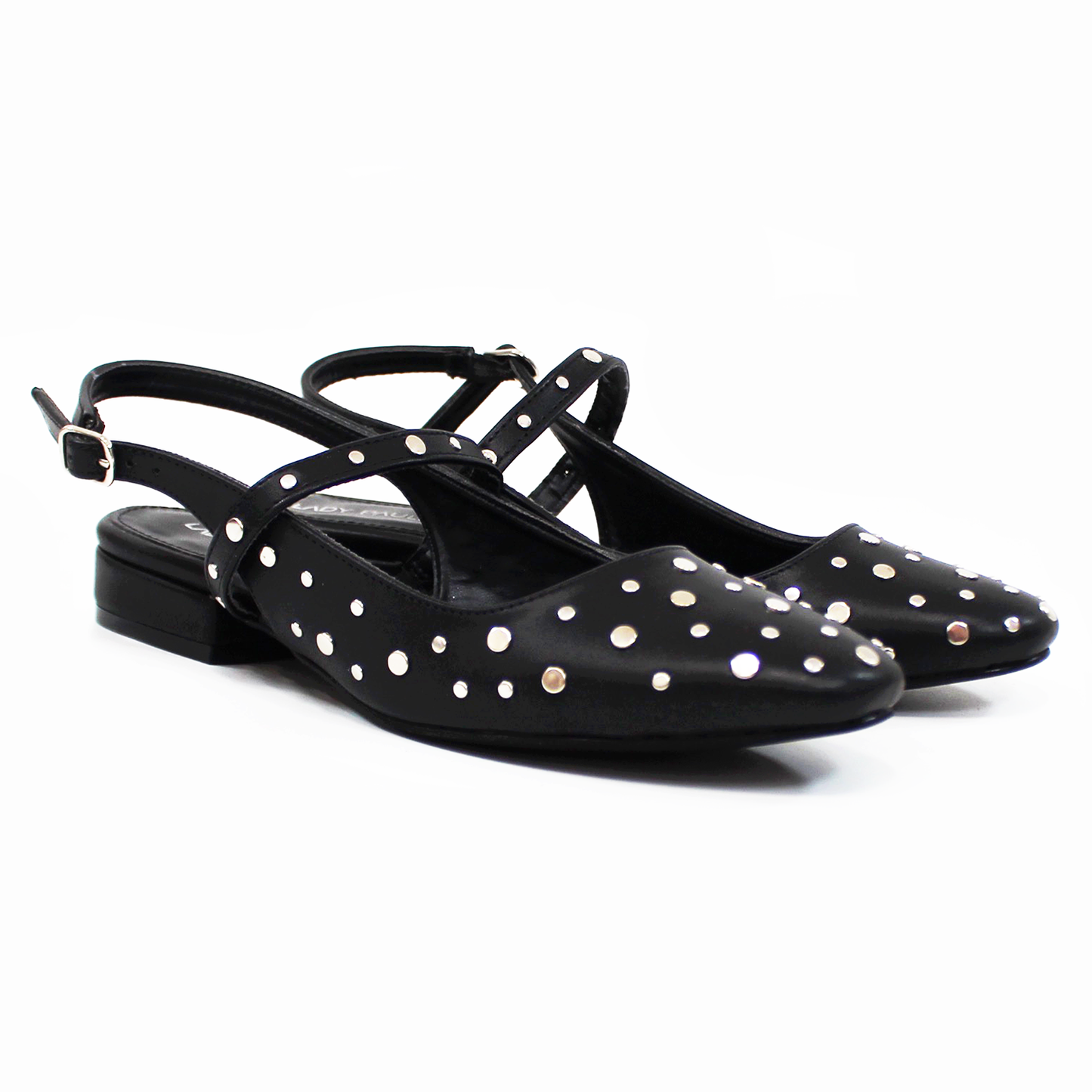 Flat Negro con Estoperoles Slingback de Dama LADY PAULINA