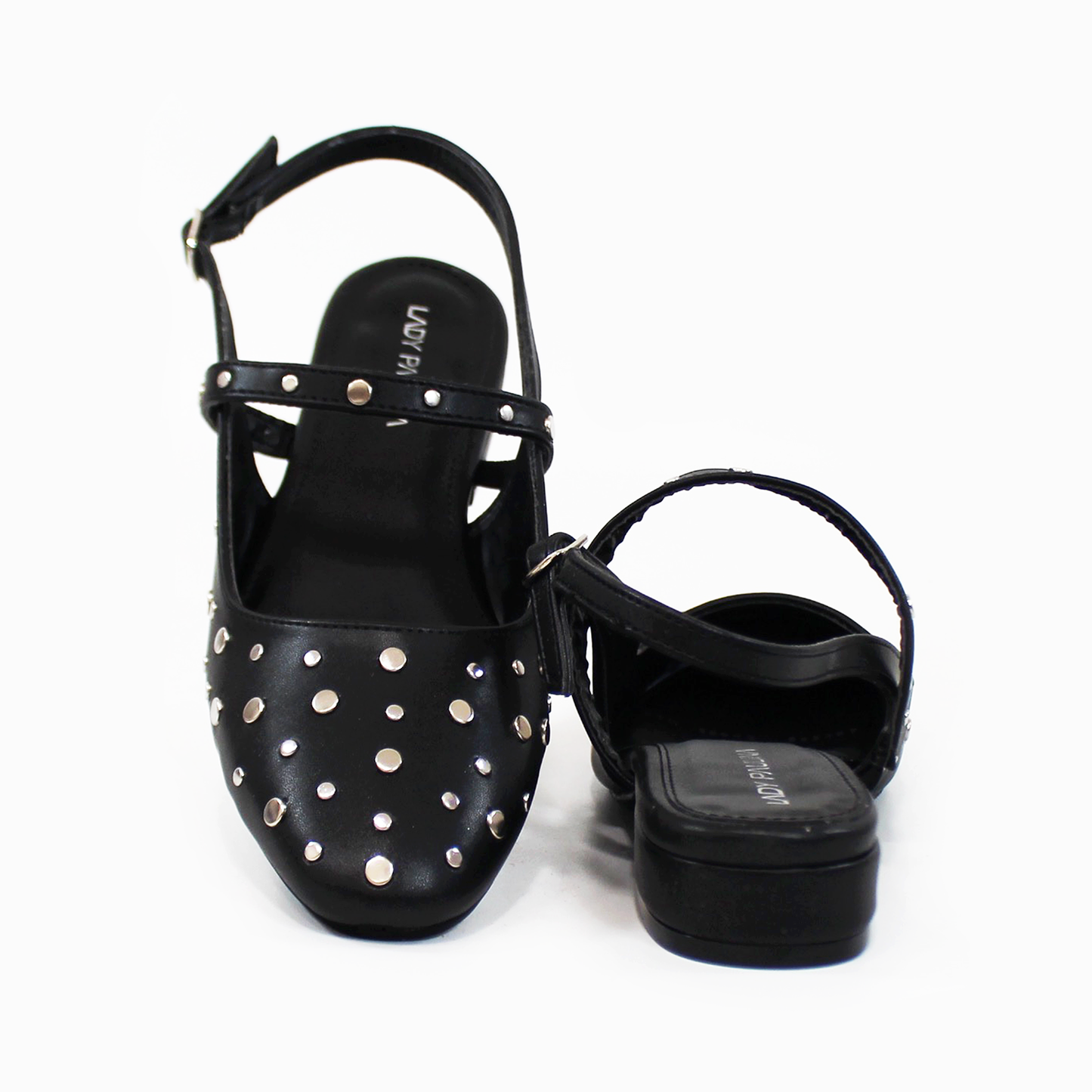 Flat Negro con Estoperoles Slingback de Dama LADY PAULINA