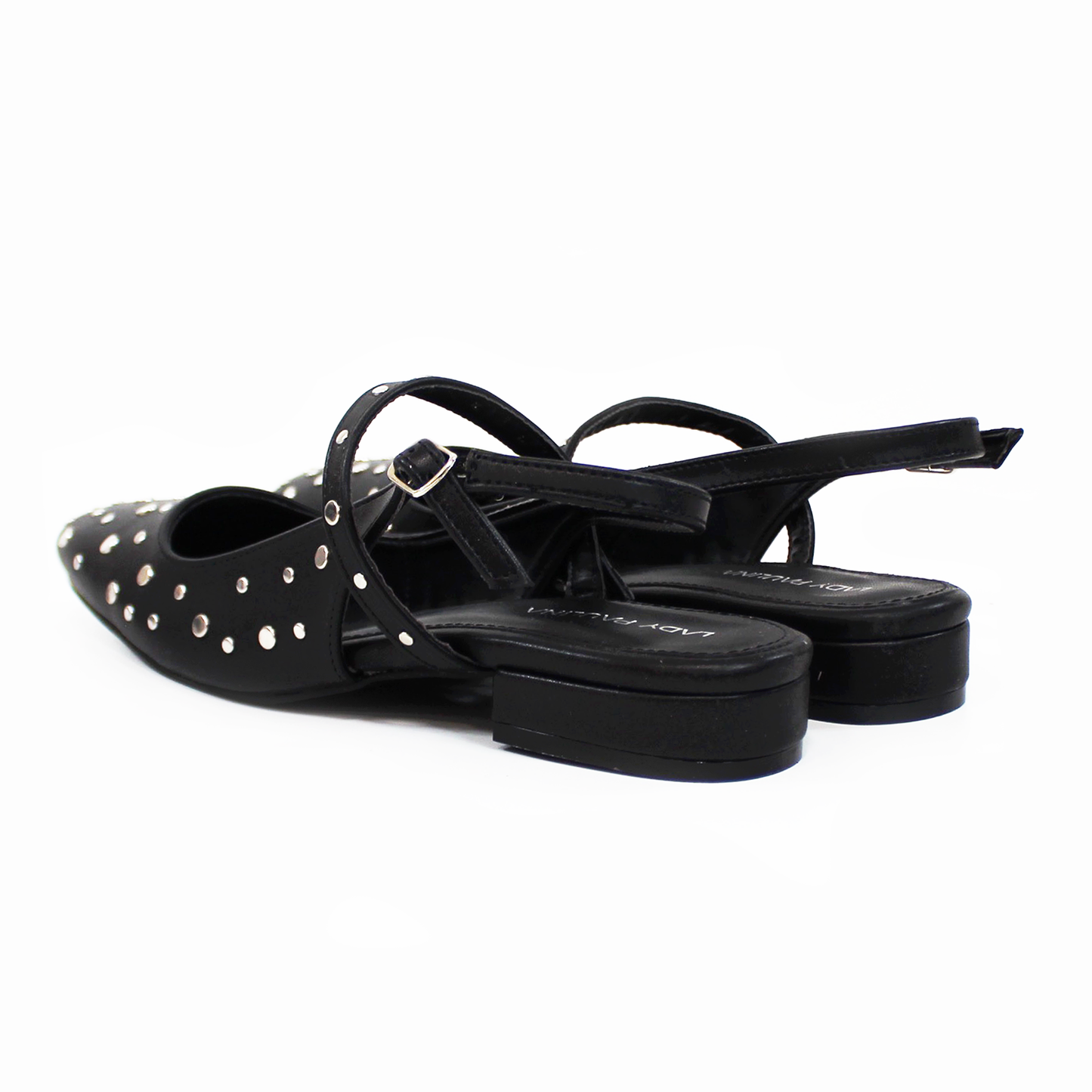 Flat Negro con Estoperoles Slingback de Dama LADY PAULINA