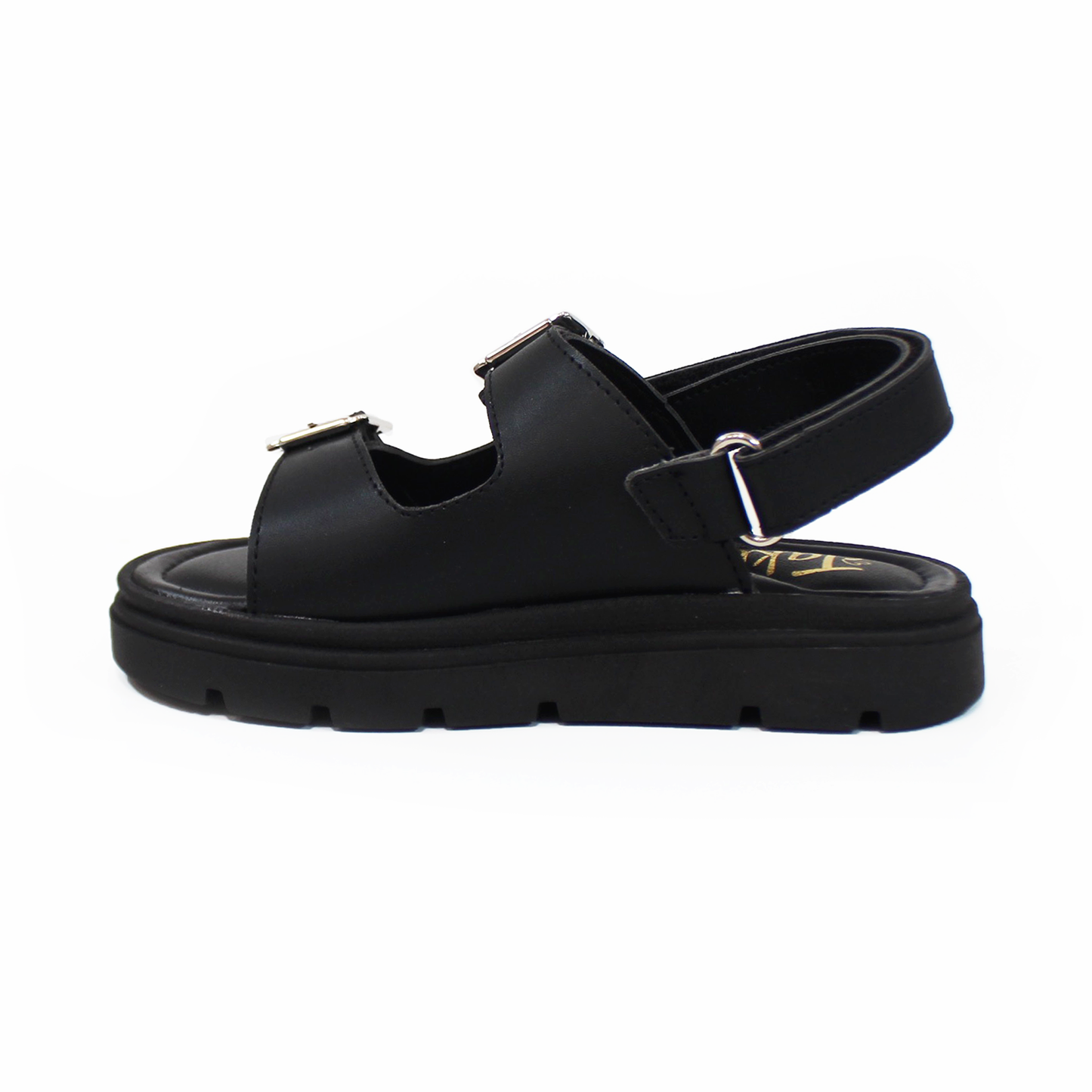 Sandalia de Niña Plataforma Doble Hebilla y Velcro color Negro JAKUNA