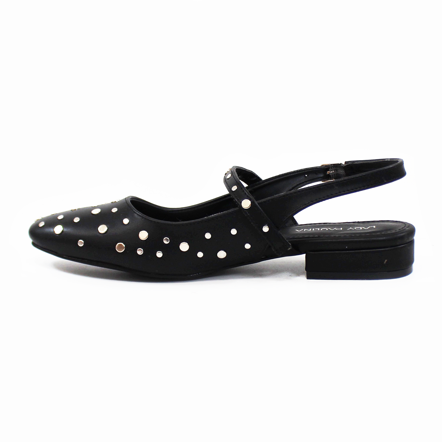 Flat Negro con Estoperoles Slingback de Dama LADY PAULINA