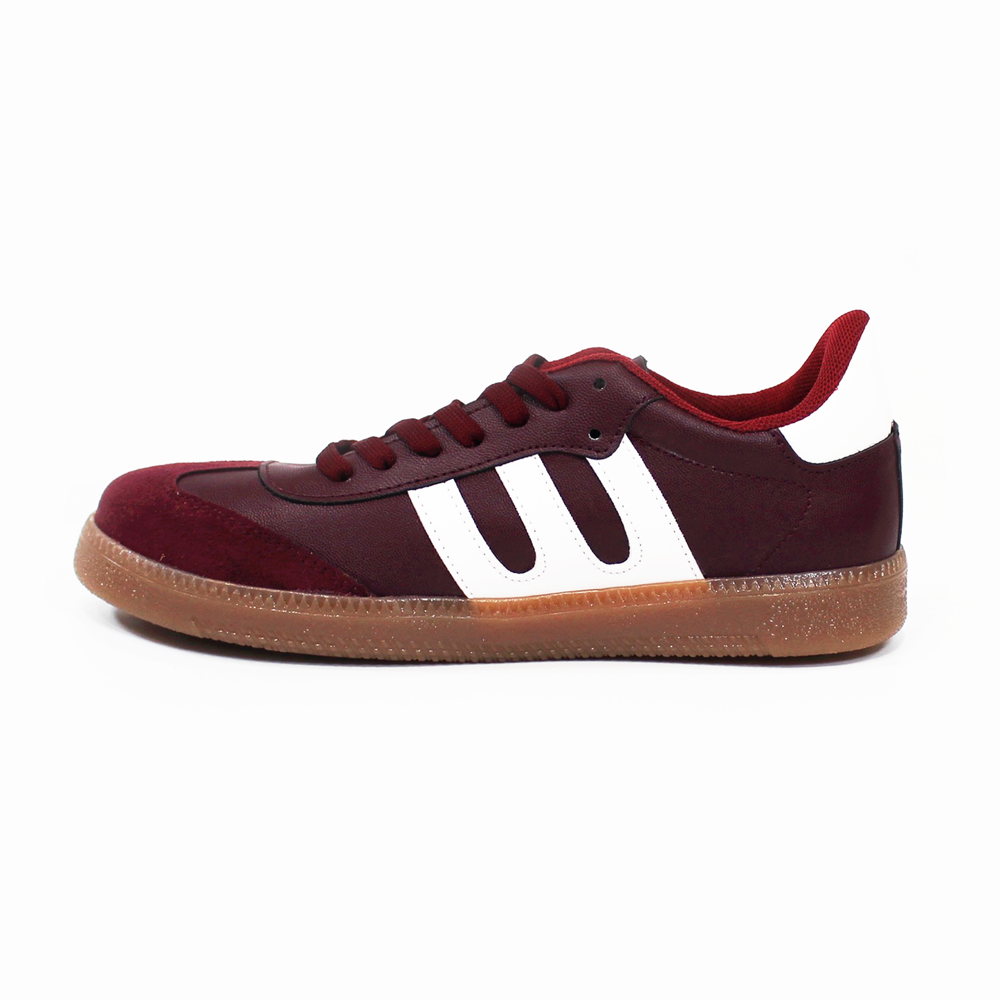 Tenis Sneaker tipo Samba Vino Burgundy con Blanco de Dama TACZA