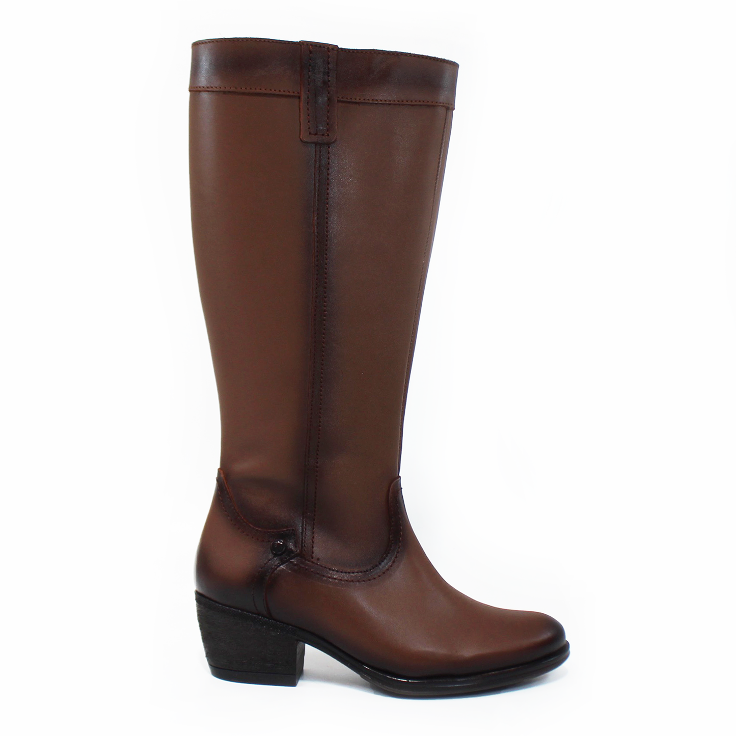 Bota Vaquera Estilo Campera Café de Piel de Dama VERDE TABACO