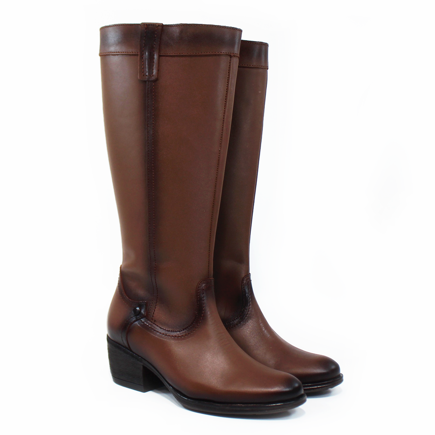 Bota Vaquera Estilo Campera Café de Piel de Dama VERDE TABACO