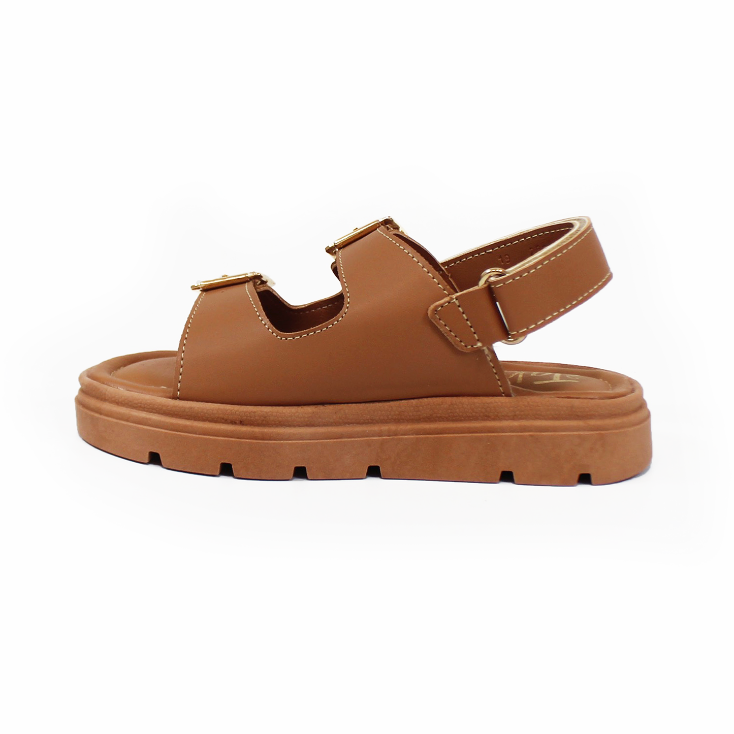 Sandalia de Niña Plataforma Doble Hebilla y Velcro color Café JAKUNA