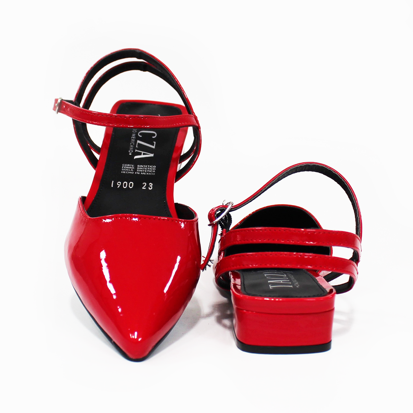 Flat Slingback puntal con Pulsera Destalonado Rojo Charol de Dama TACZA