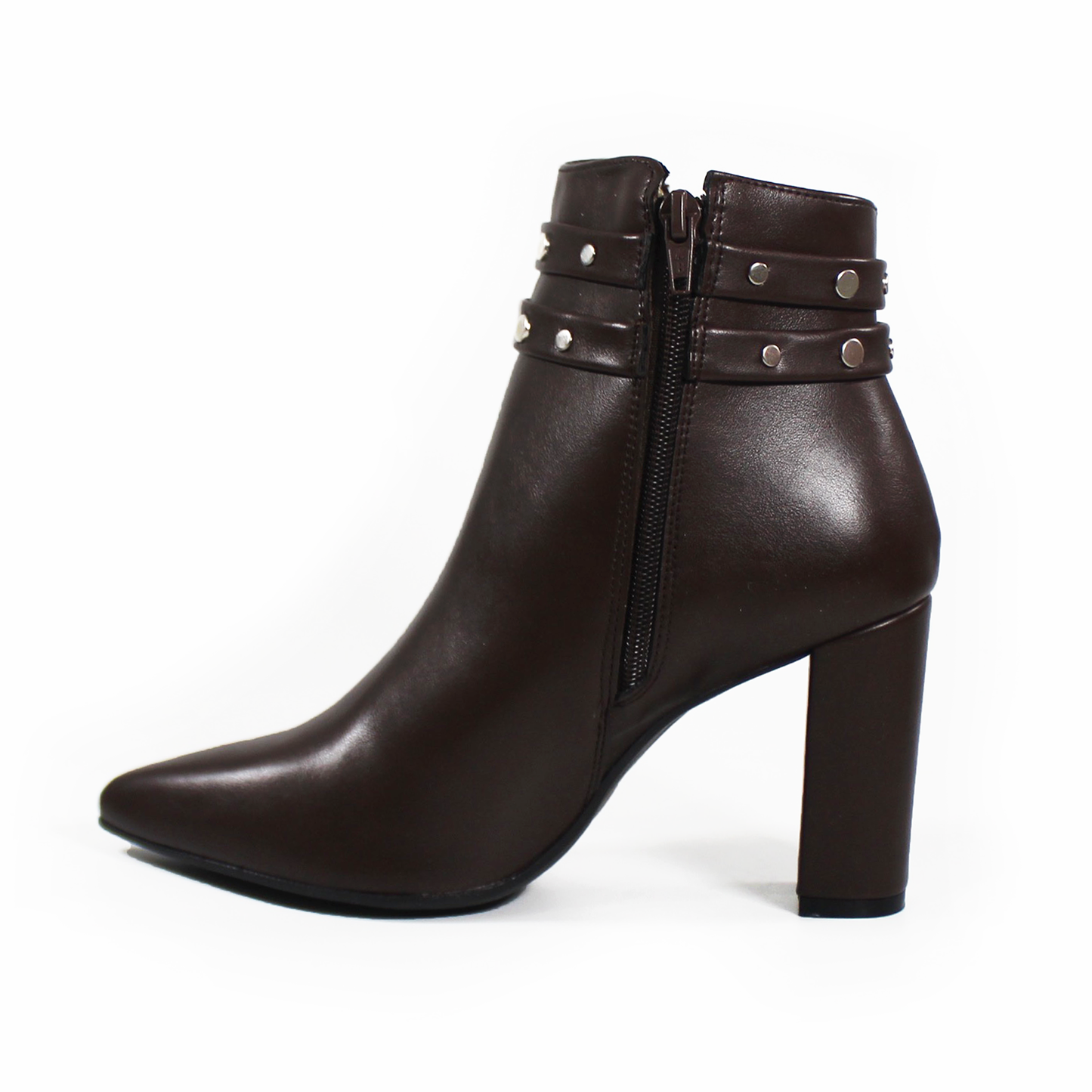 Botín de Vestir Puntal Café con Cinto con Estoperoles de Dama LADY PAULINA