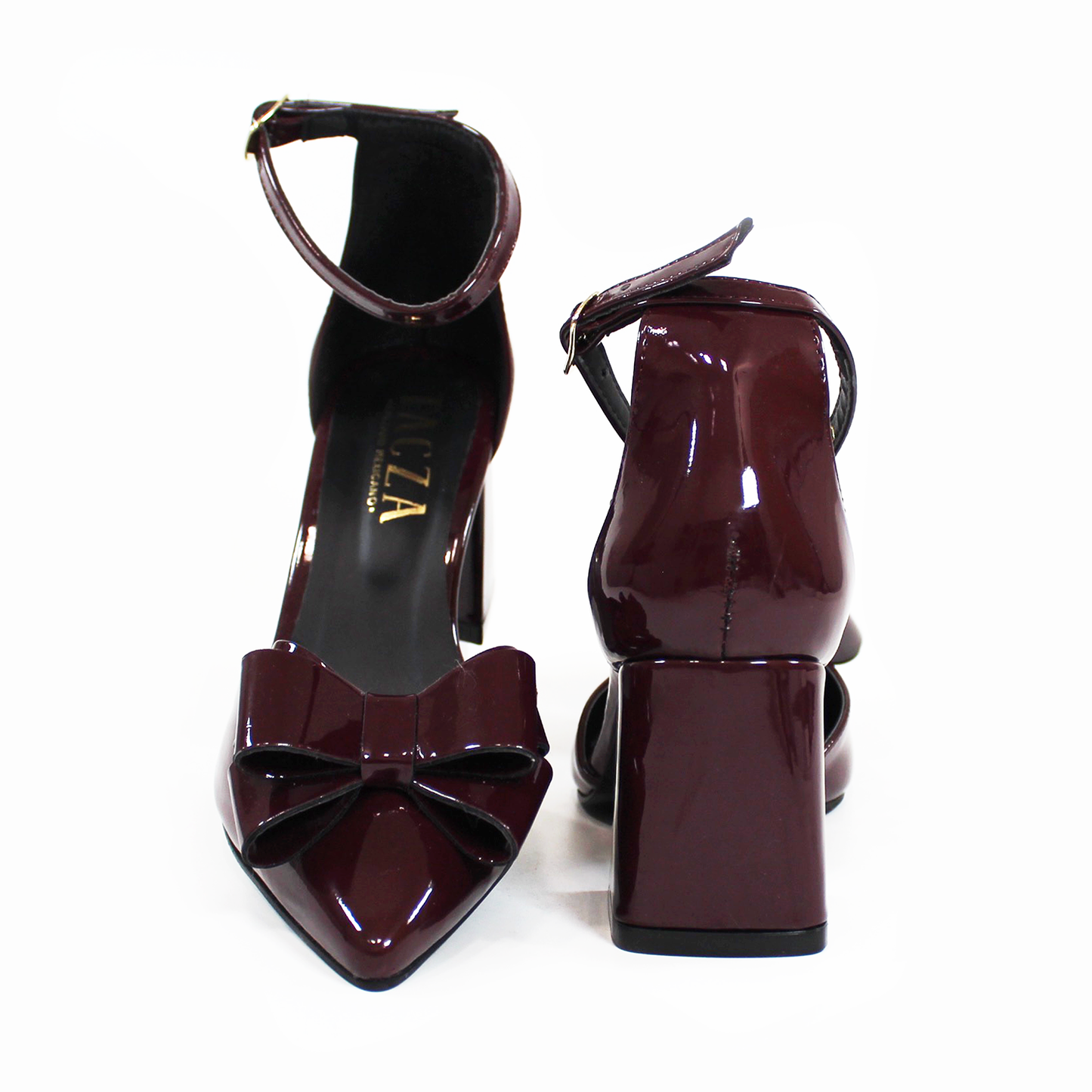 Zapatilla Puntal con Moño y Talón Pulsera Vino Charol TACZA
