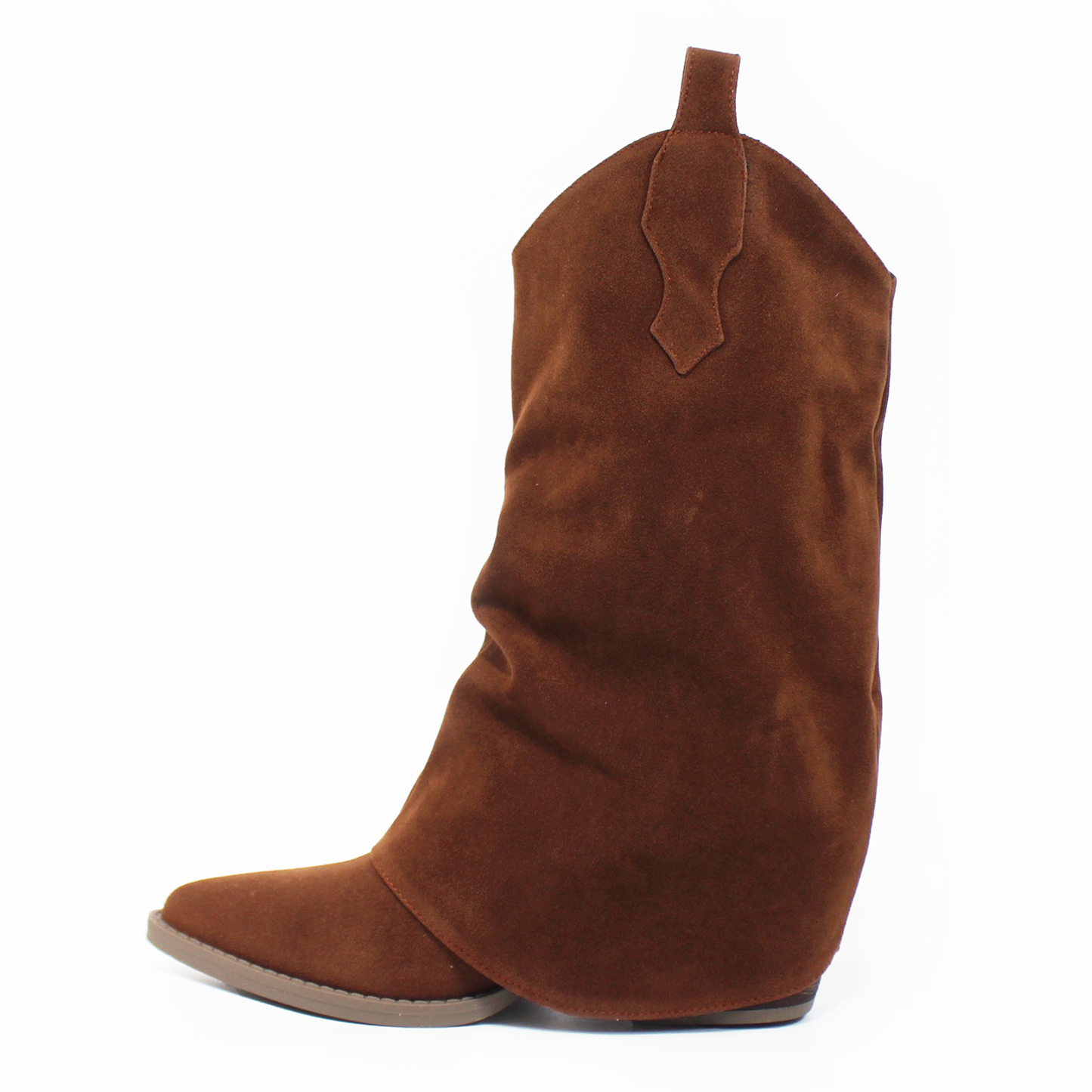 Bota Vaquera Café Gamuza Tubo Medio con Capa de Dama TACZA