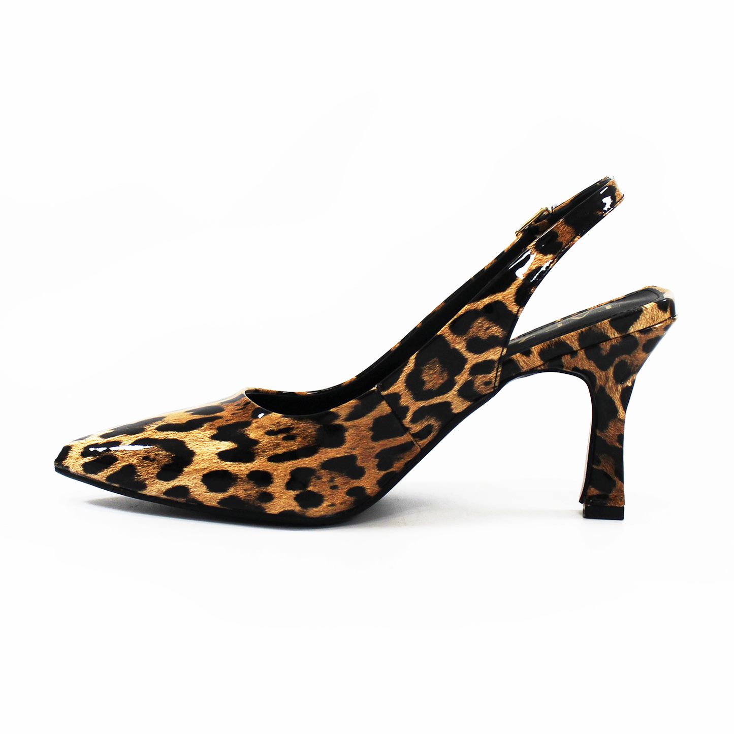 Zapatilla Slingback Puntal con tacón campana Destalonada Animal Print Charol de Dama TACZA