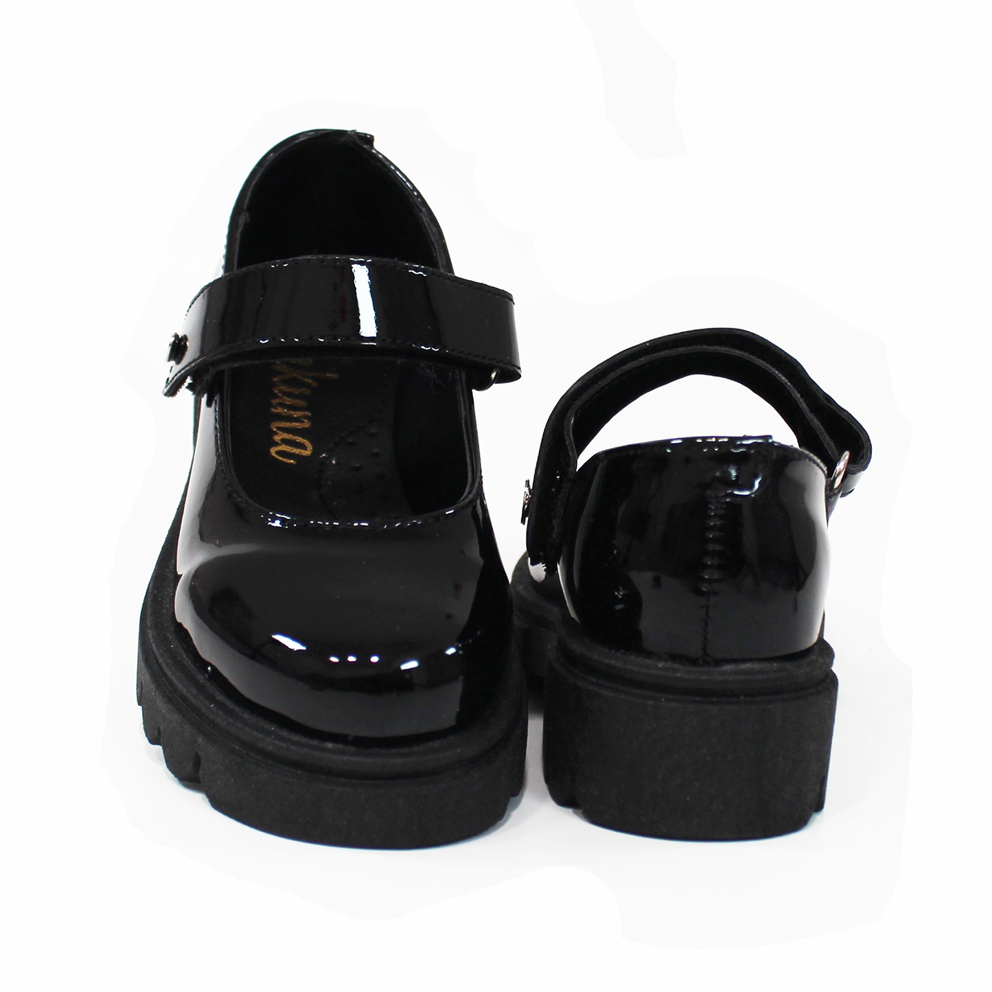 Zapato Escolar con Velcro Negro Charol de Niña JAKUNA