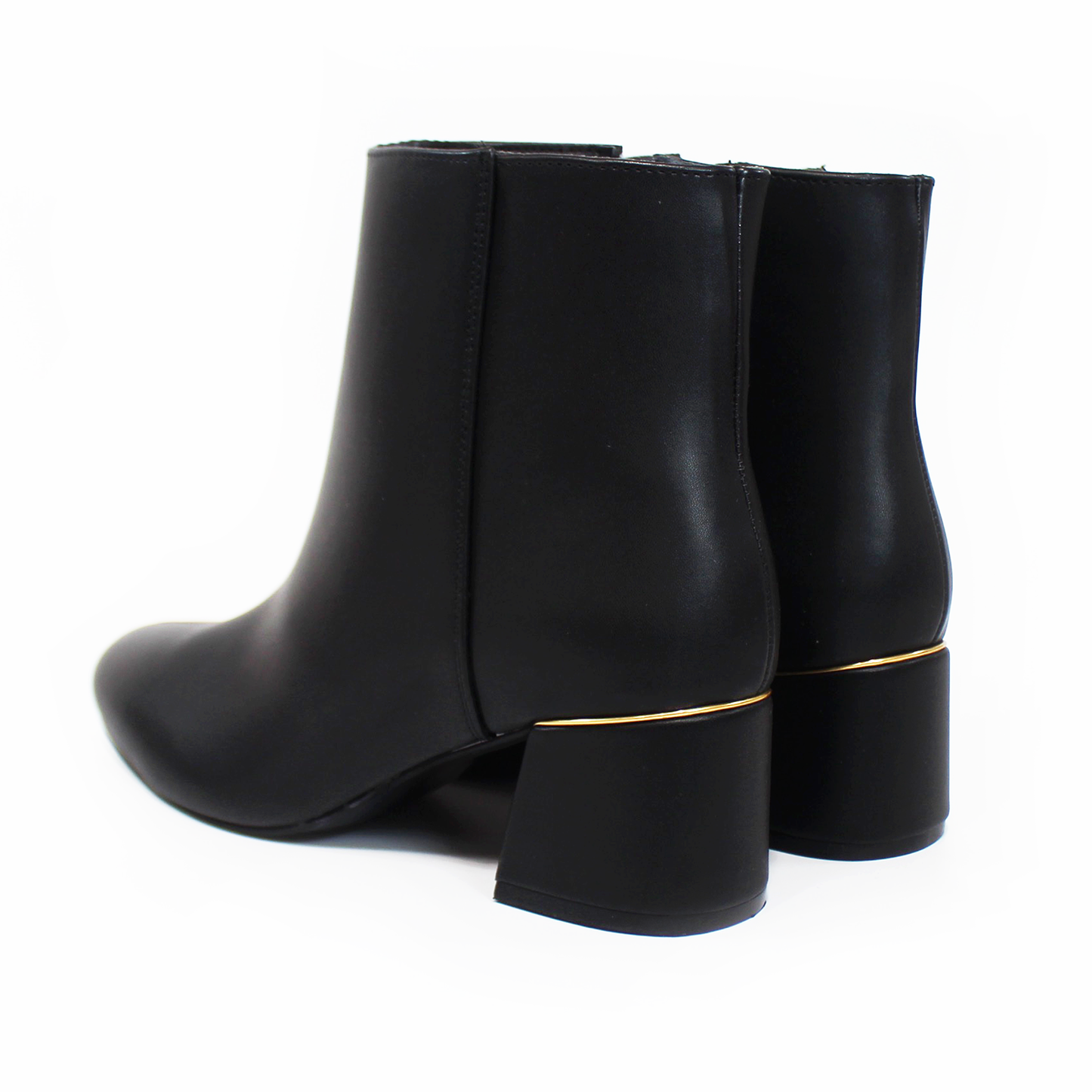 Botin de Vestir Negro con Tacón Bajito con Detalle Dorado de Dama LADY PAULINA