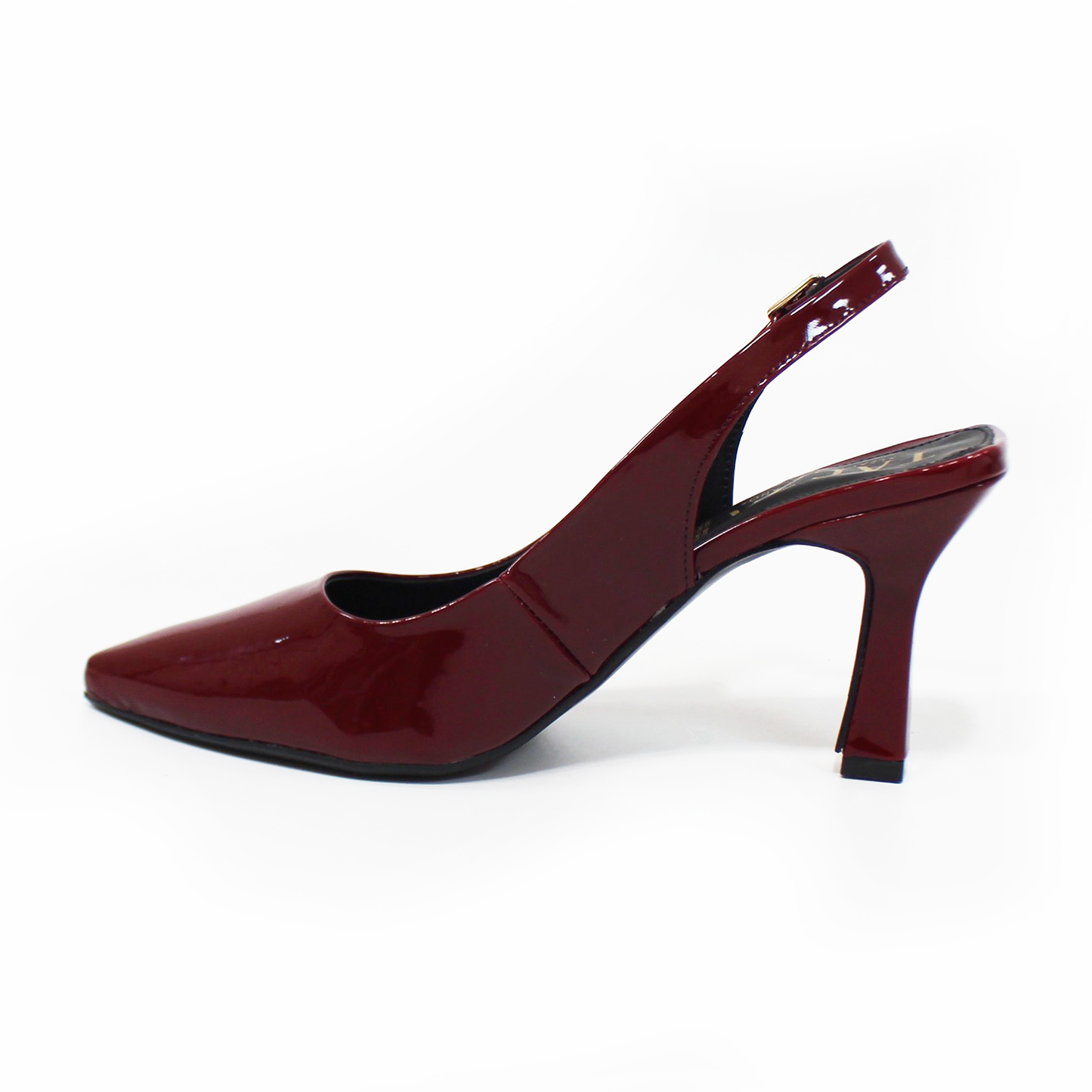 Zapatilla Slingback Puntal con tacón campana Destalonada Vino Charol de Dama TACZA