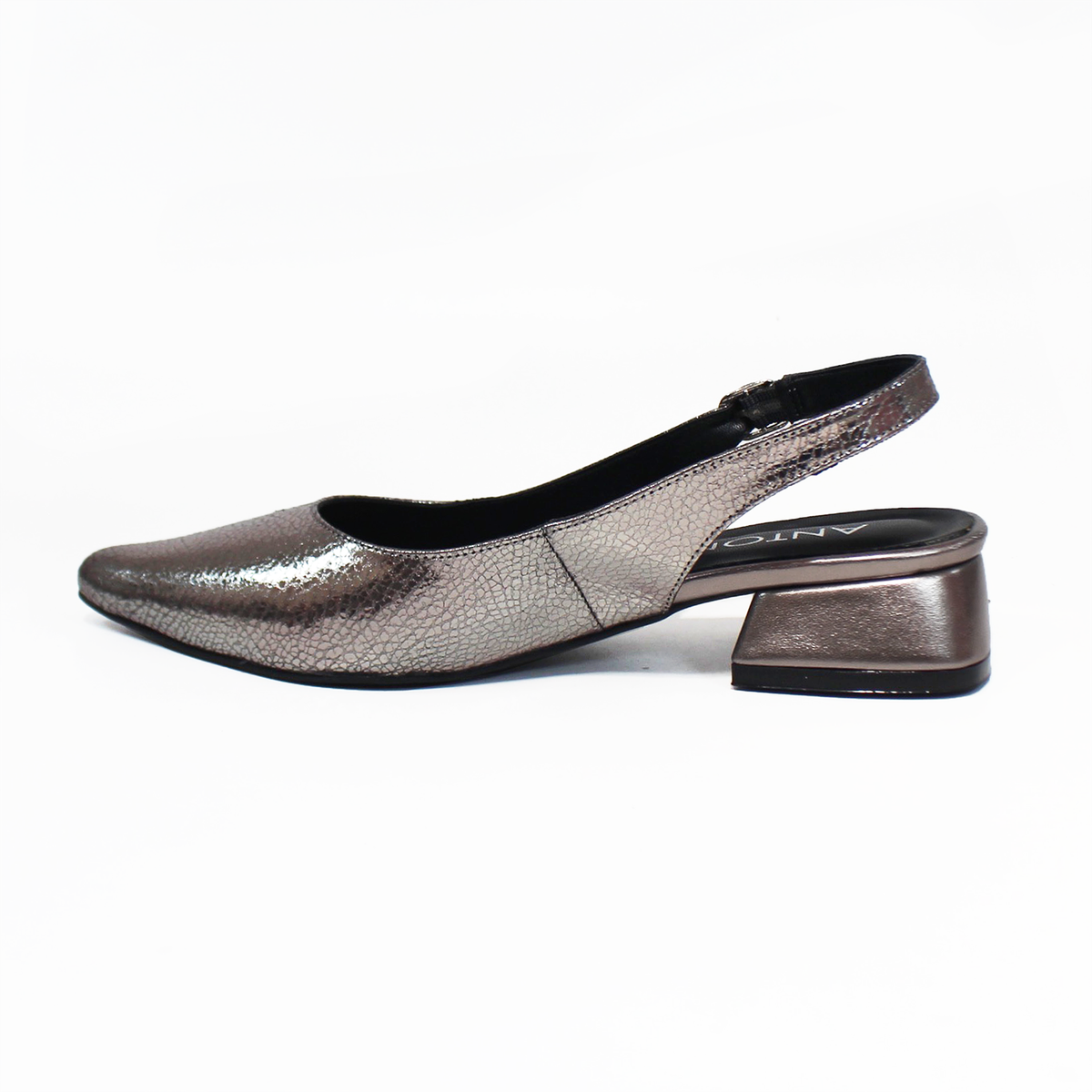 Zapatilla Puntal Slingback de Piel Inox ANTONIE