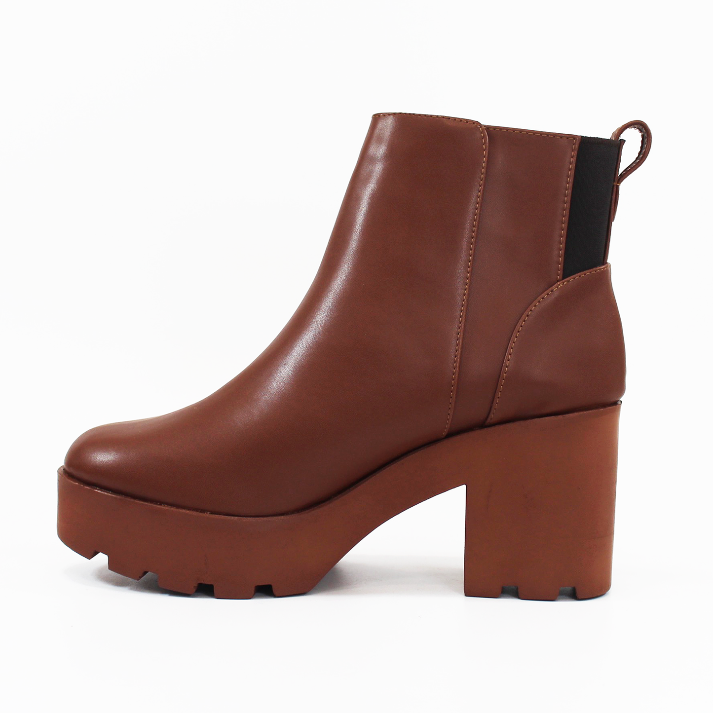 Botín Casual de Tacón color Tan con elástico y cierre de Dama SUAVE CAMINAR