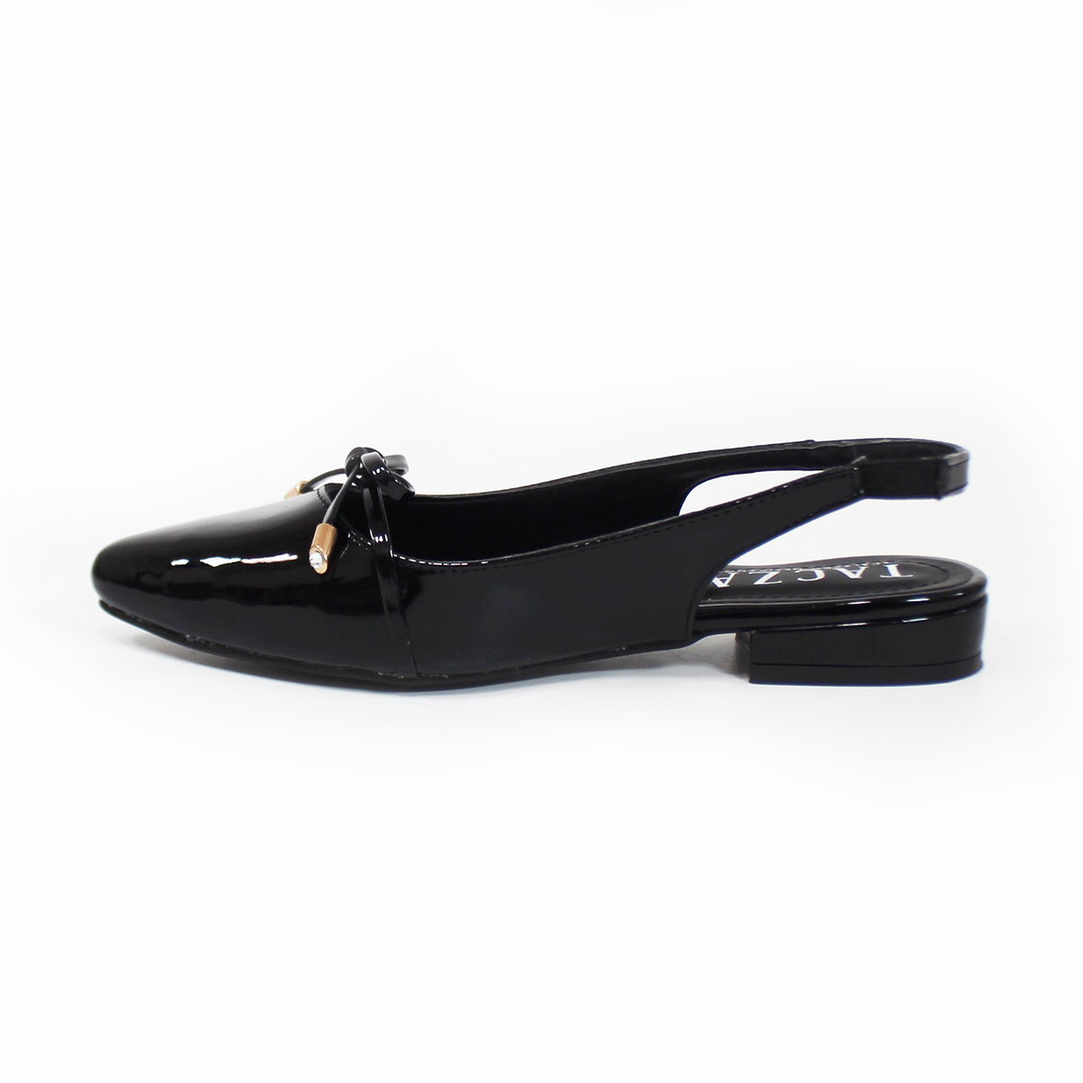 Flat Slingback Negro Charol con Moño TACZA