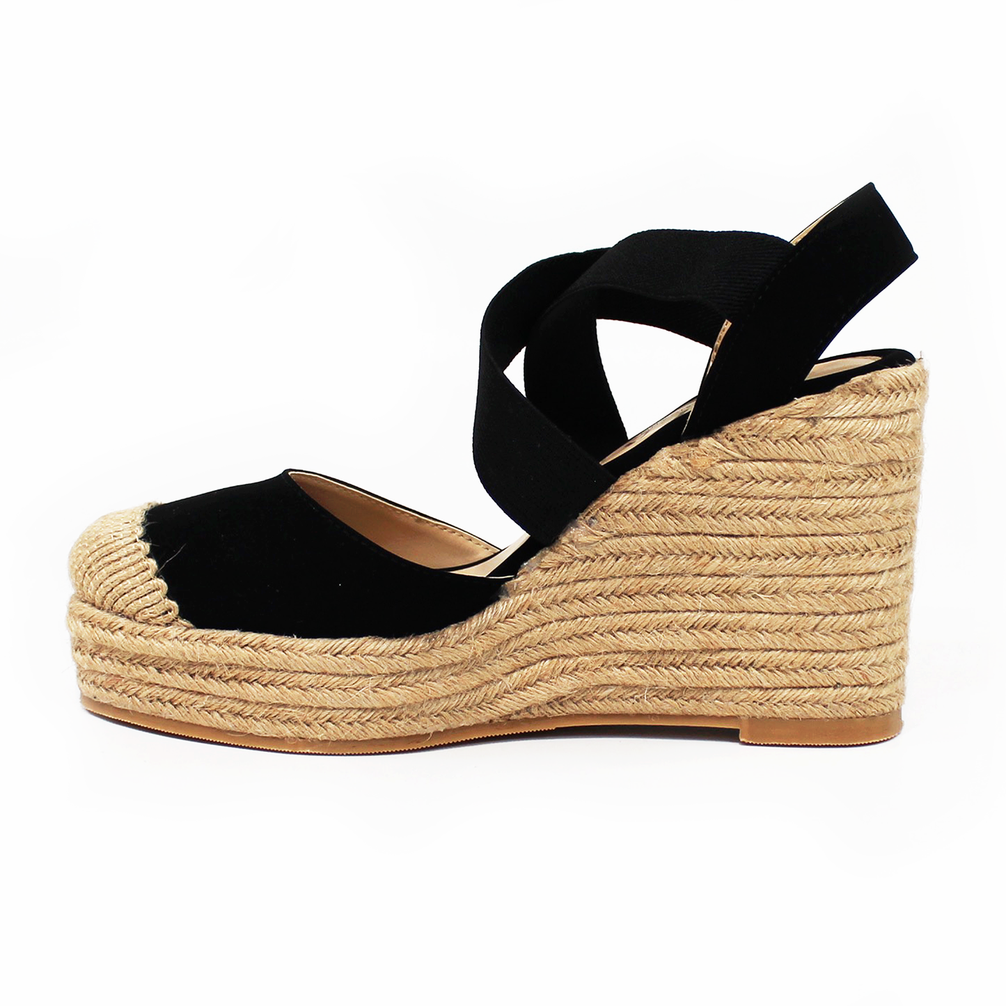 Alpargata de Plataforma Cuña Negra con Elásticos TACZA