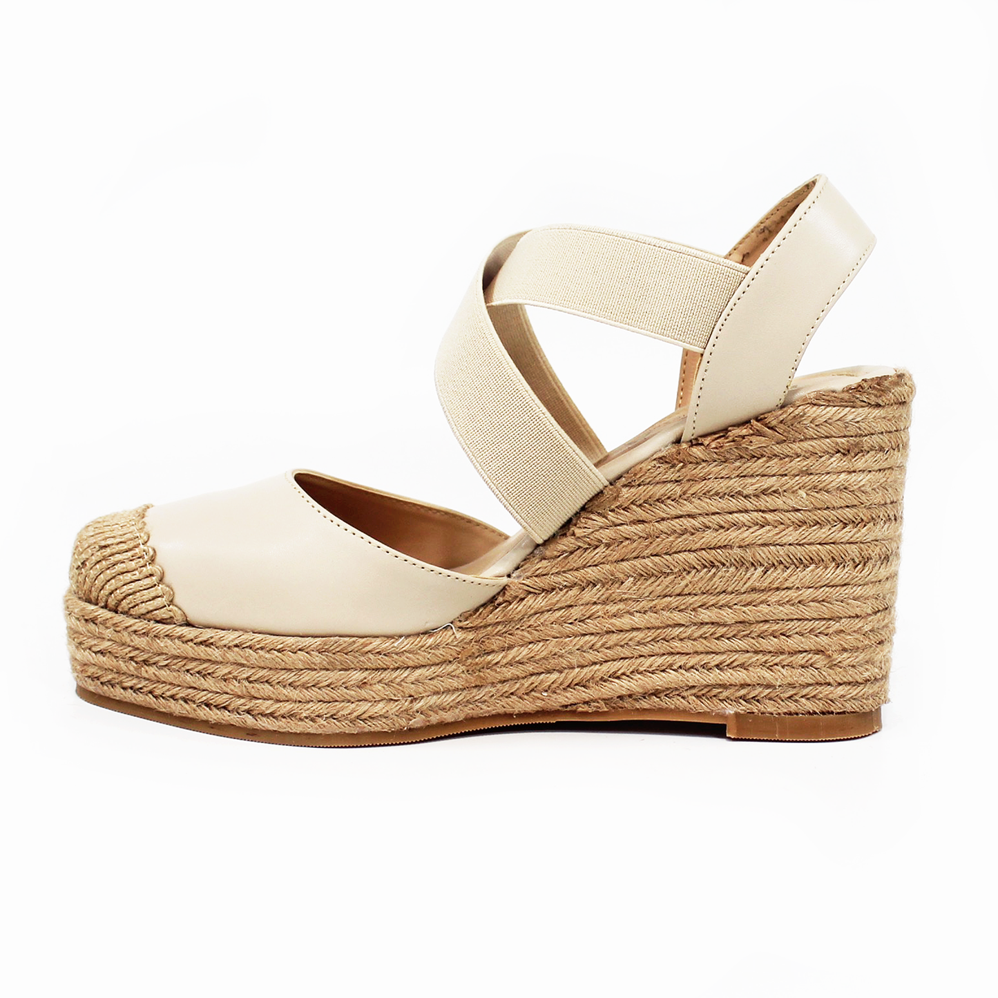 Alpargata de Plataforma Cuña Nude con Elásticos TACZA
