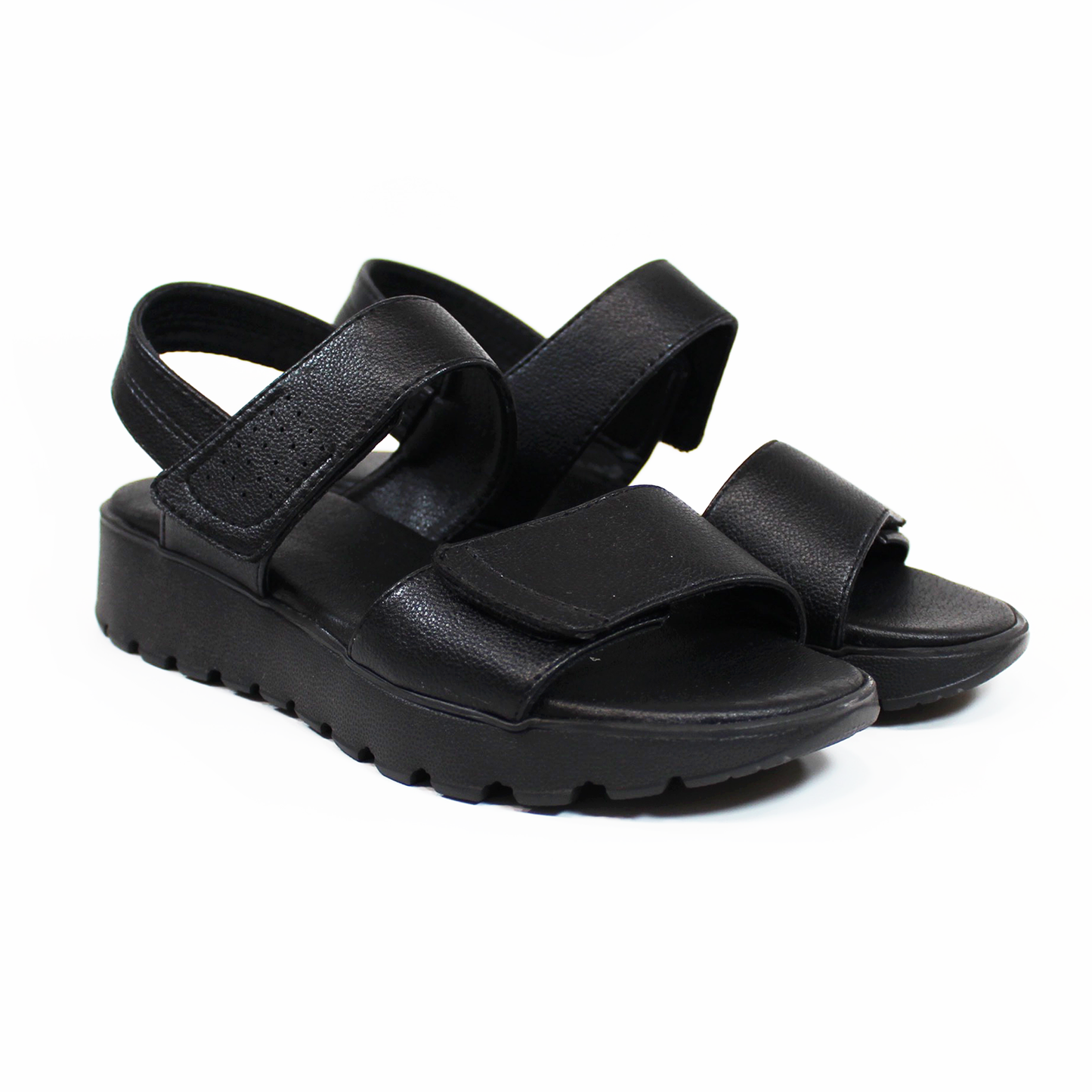 Sandalia NOMADAS doble Velcro con Plataforma Negra de Dama