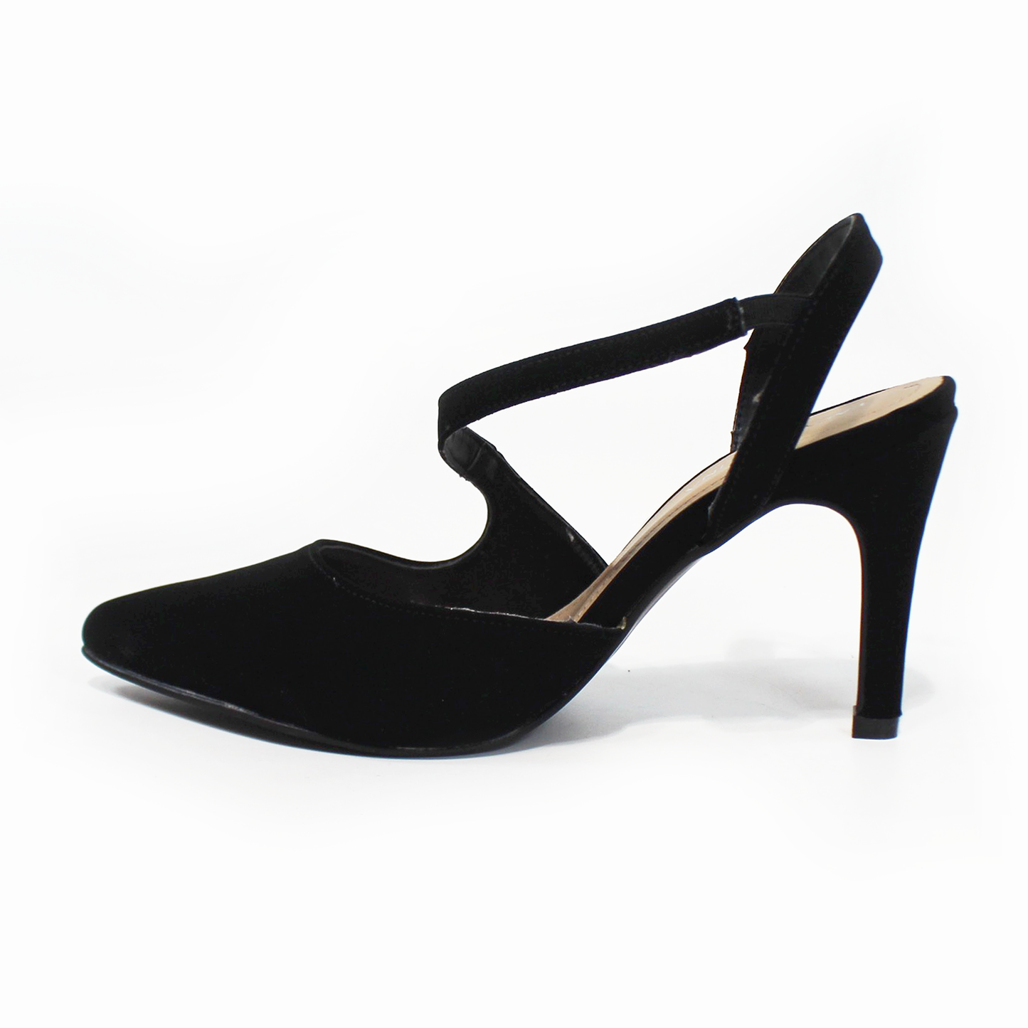 Zapatilla Puntal Negro Ante con Tira Cruzada en Empeine LADY PAULINA