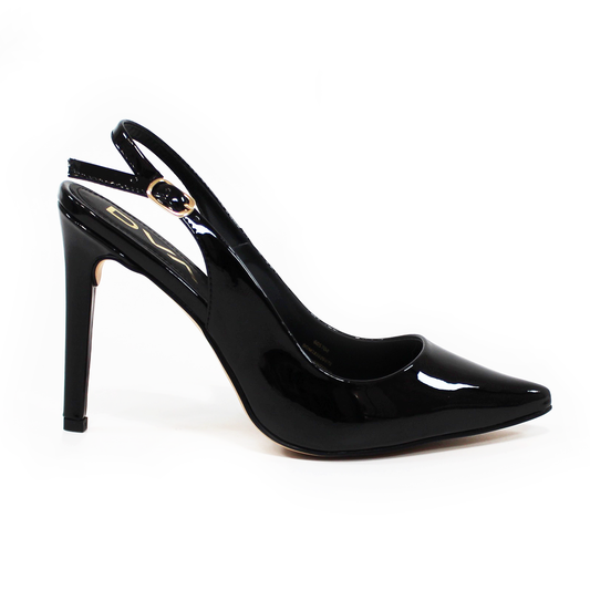 Stiletto Slignback Puntal Negro Charol de Dama DVA