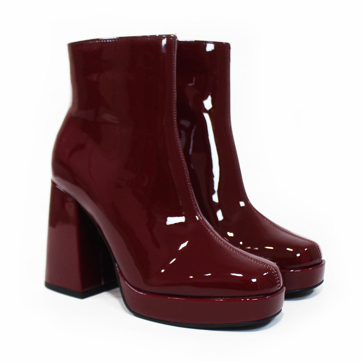 Botín Vino Charol de Plataforma con Cierre lateral de Dama LADY PAULINA