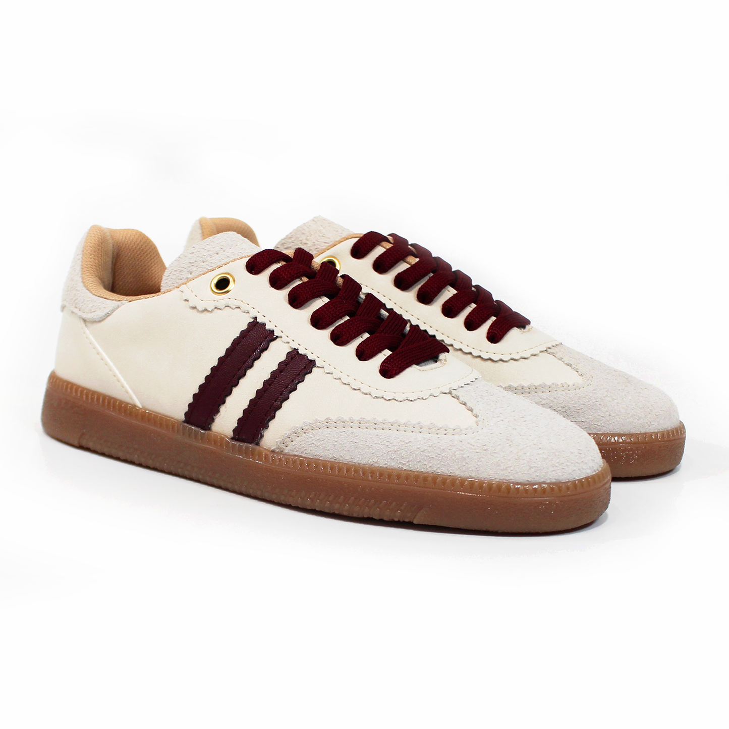 Tenis Sneaker Beige con Vino dupe Samba de Dama TACZA