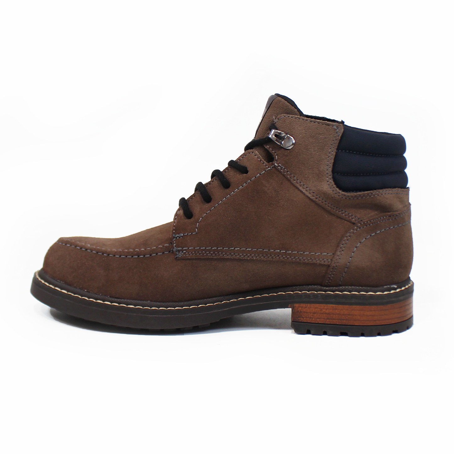 Bota de Piel Casual Café Gamuza de Cintas VERDETABACO