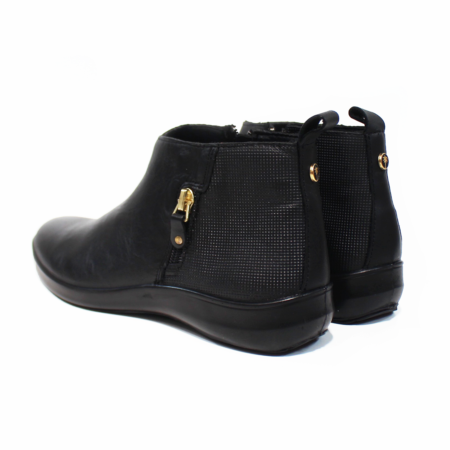 Botin de Confort de Piel Negro con Textura de Dama VERDE TABACO