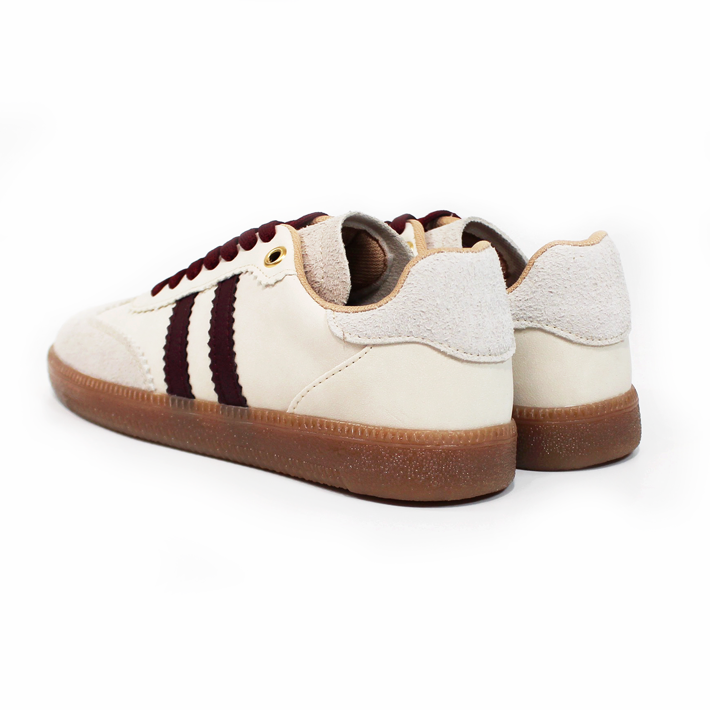 Tenis Sneaker Beige con Vino dupe Samba de Dama TACZA