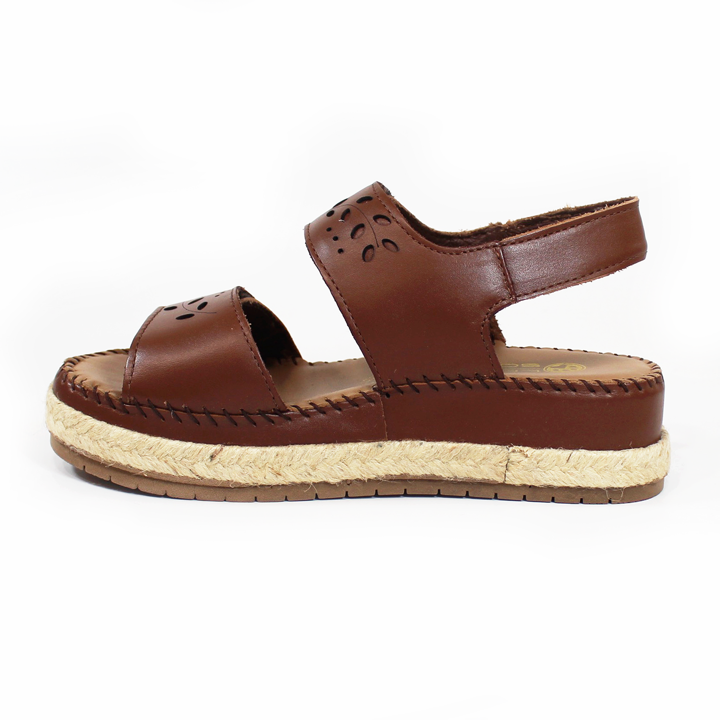 Sandalia LOBO SOLO Plataforma Confort de Piel Café con Doble Velcro
