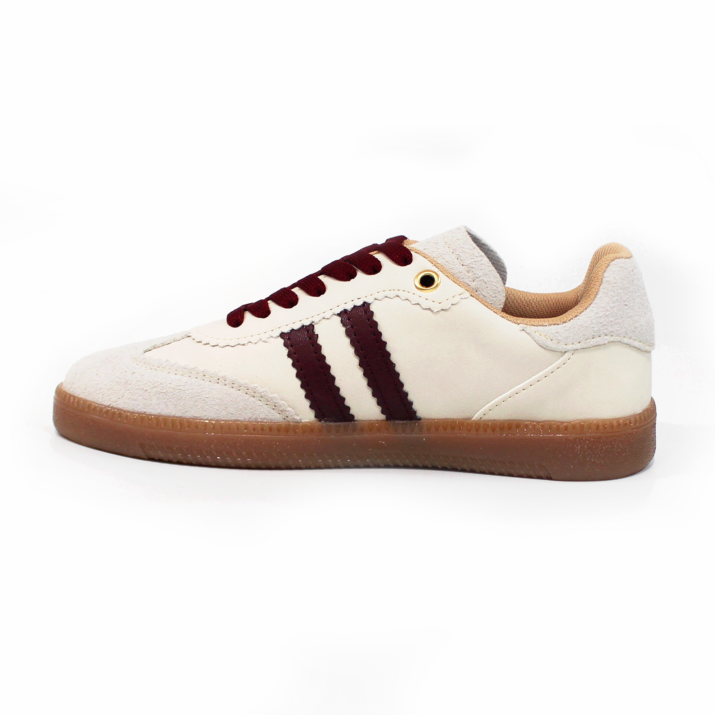 Tenis Sneaker Beige con Vino dupe Samba de Dama TACZA