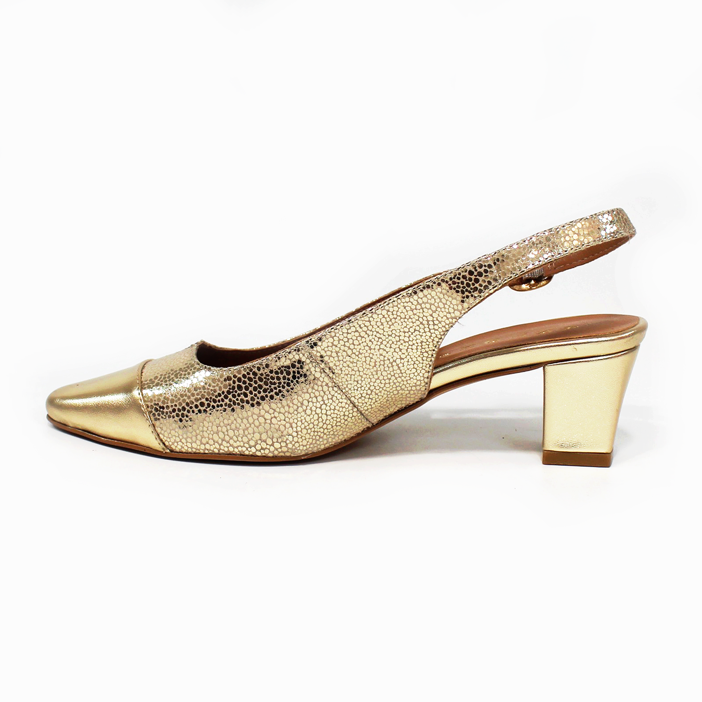 Zapatilla Puntal Slingback de Piel Dorada de Dama ANTONIE